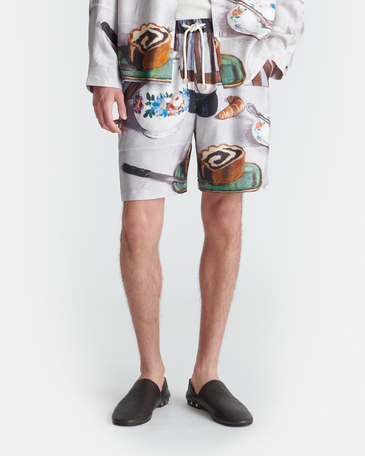 Nanushka Doxxi - Printed Silk Twill Shorts - Poppyseed Cake