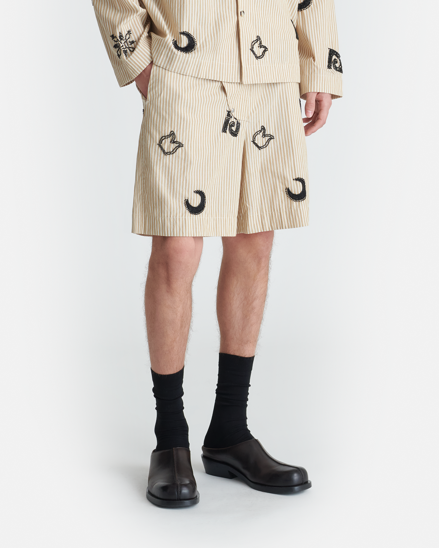 Nanushka Markos - Beaded Shorts - Beige/Black