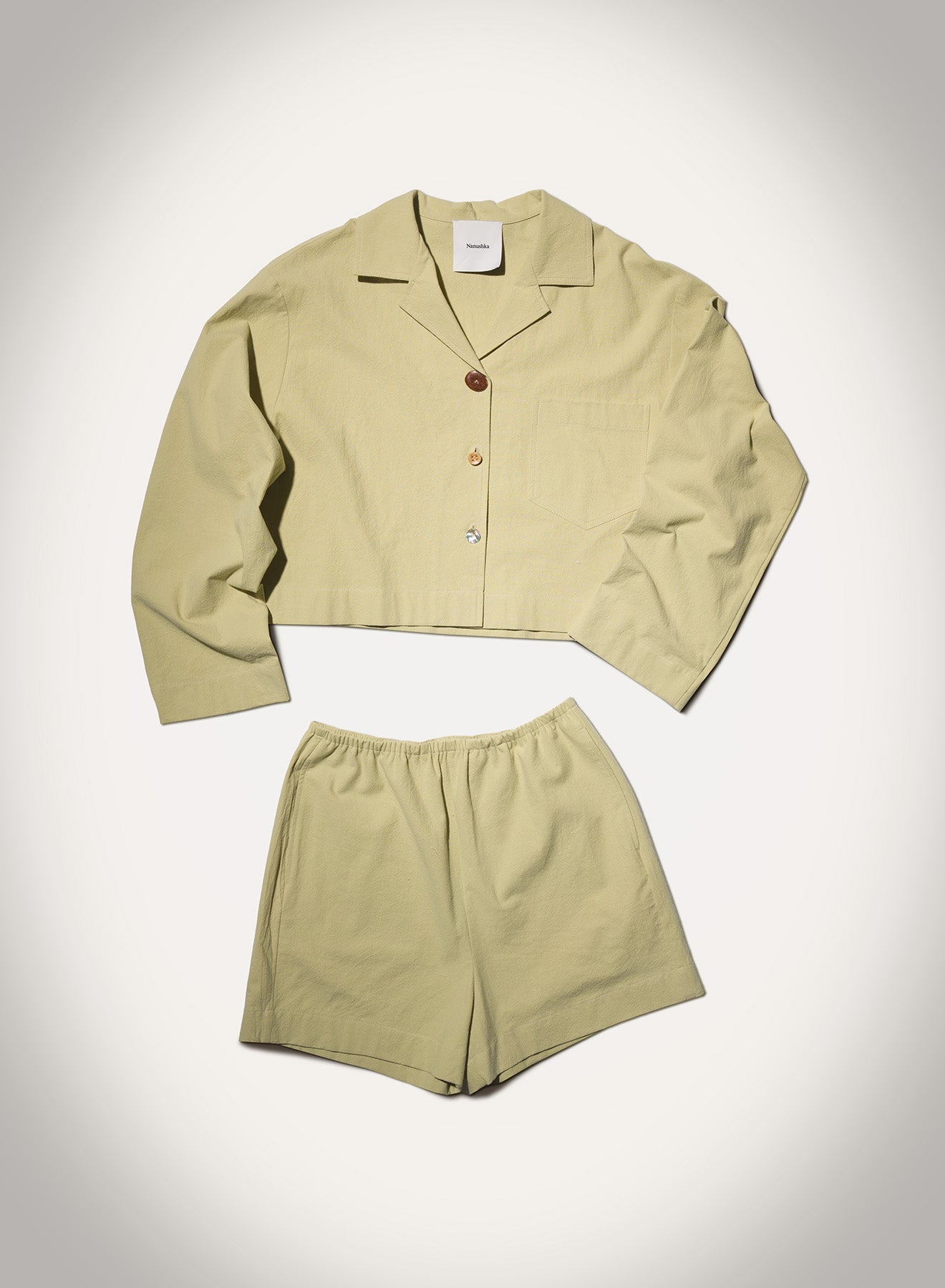Nanushka Dylla - Tailored Washed Calico Shorts - Sage