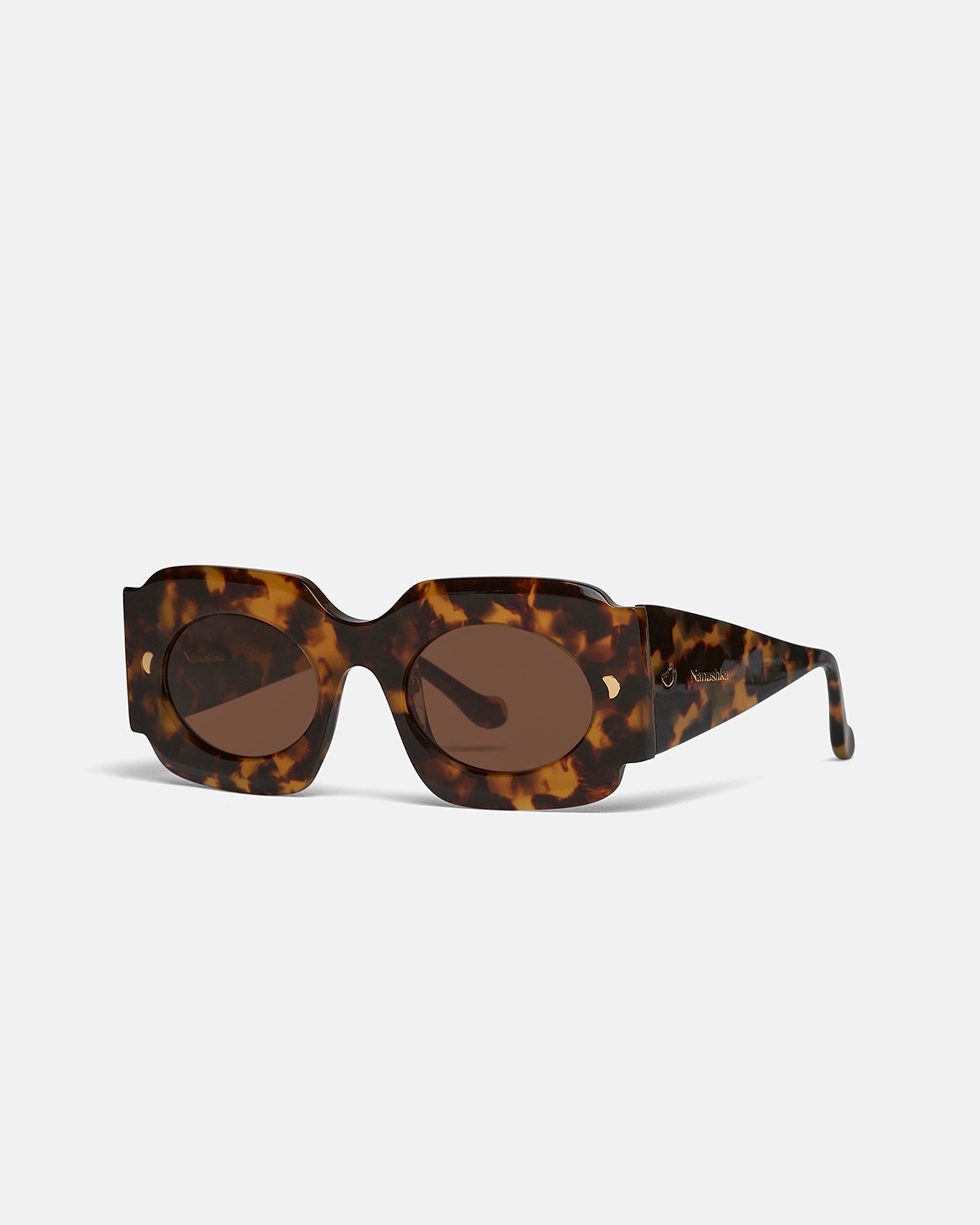 Nanushka Cathi - Bio-Plastic Square-Frame Sunglasses - Dark Amber