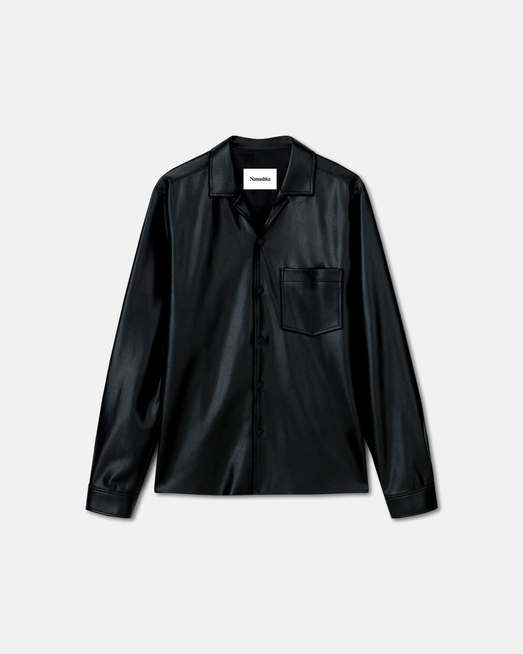 Nanushka Duco - Okobor™ Alt-Leather Long Sleeve Shirt - Black