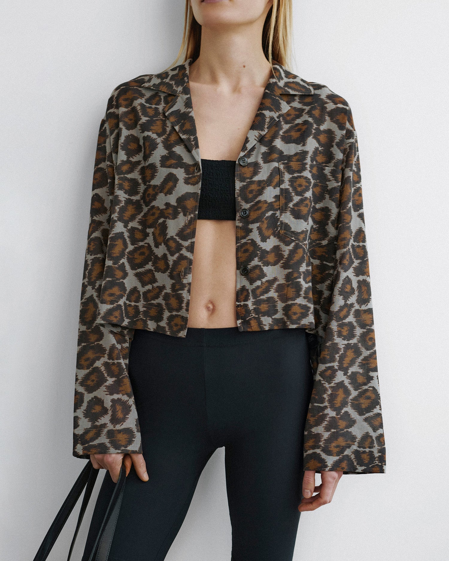 Nanushka Vally - Cropped Cotton Voile Shirt - Crayon Ocelot