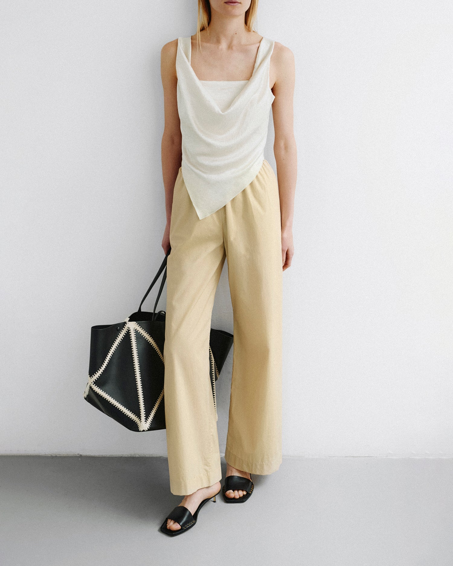 Nanushka Petra - Sleeveless Draped Slip Satin Top - Ecru