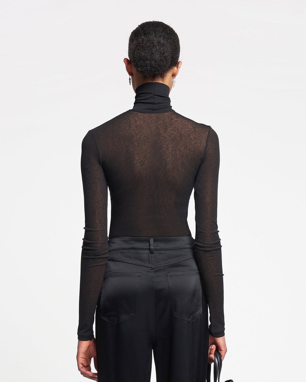 Nanushka Harri - Mesh-Jersey Turtleneck Top - Black