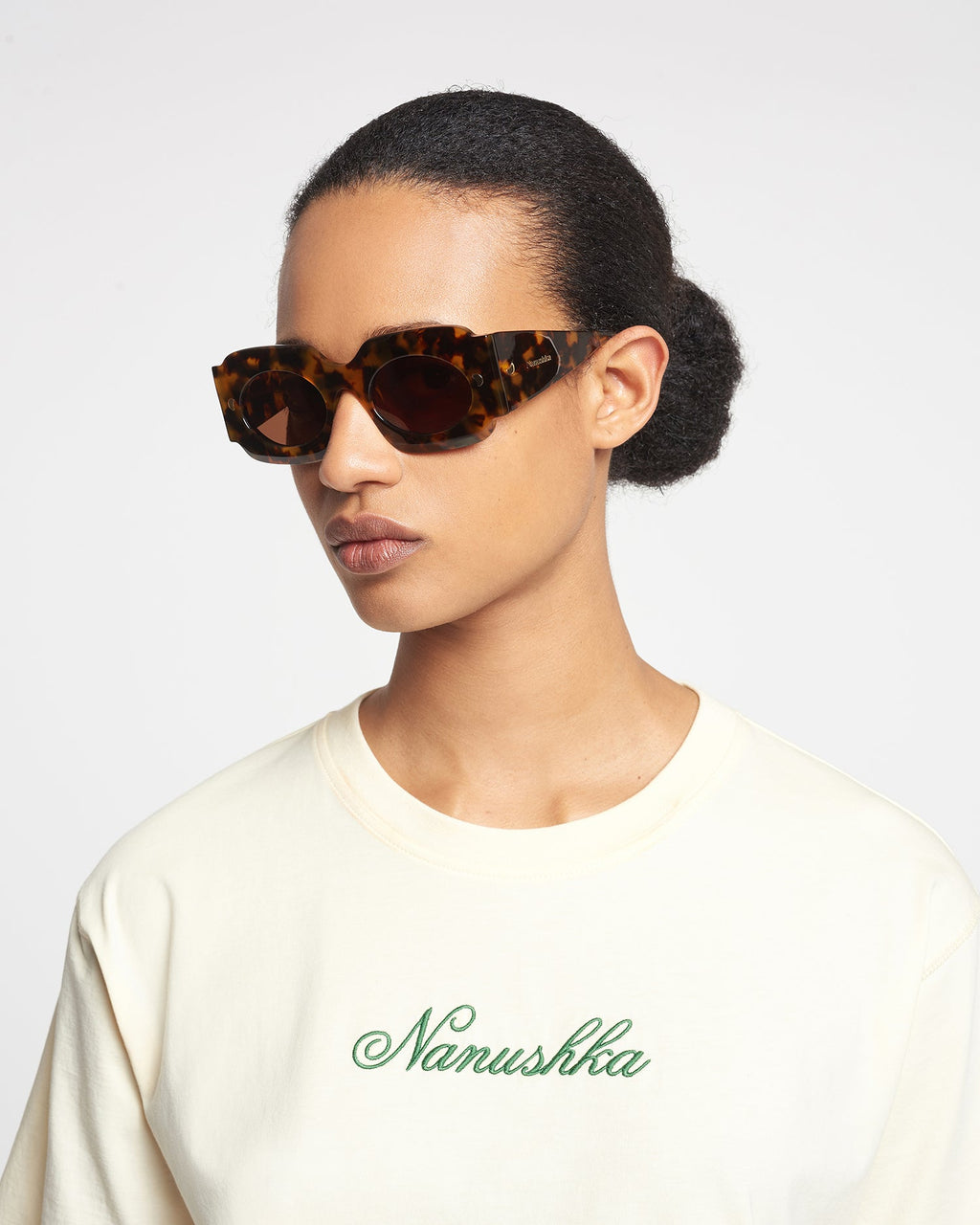 Nanushka Cathi - Bio-Plastic Square-Frame Sunglasses - Dark Amber