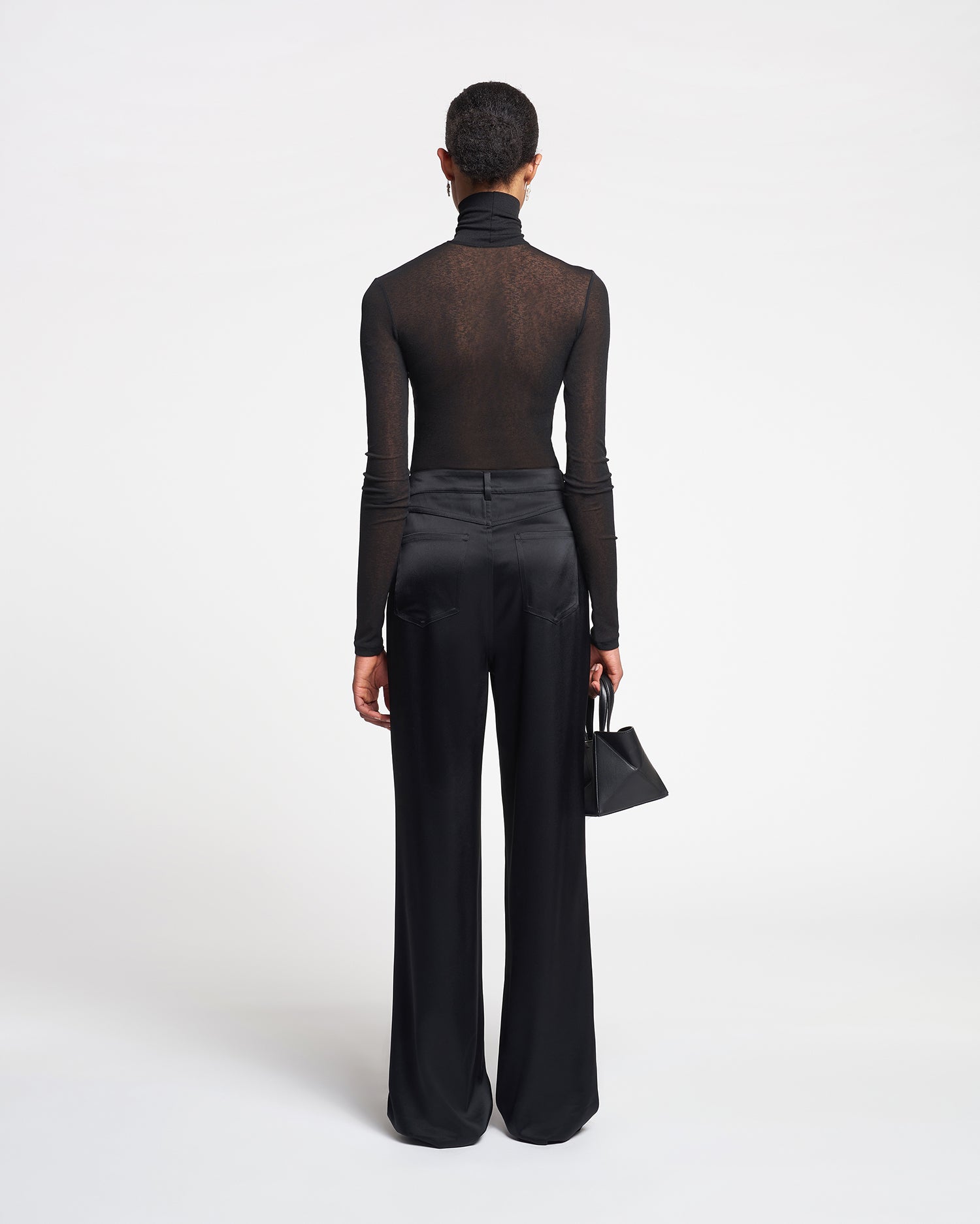 Nanushka Harri - Mesh-Jersey Turtleneck Top - Black