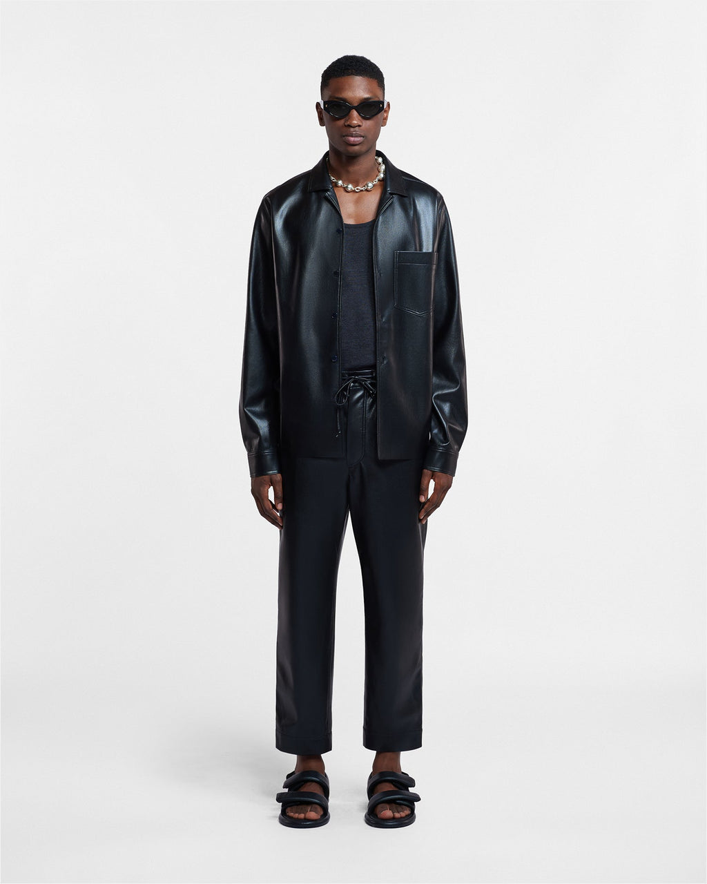 Nanushka Duco - Okobor™ Alt-Leather Long Sleeve Shirt - Black