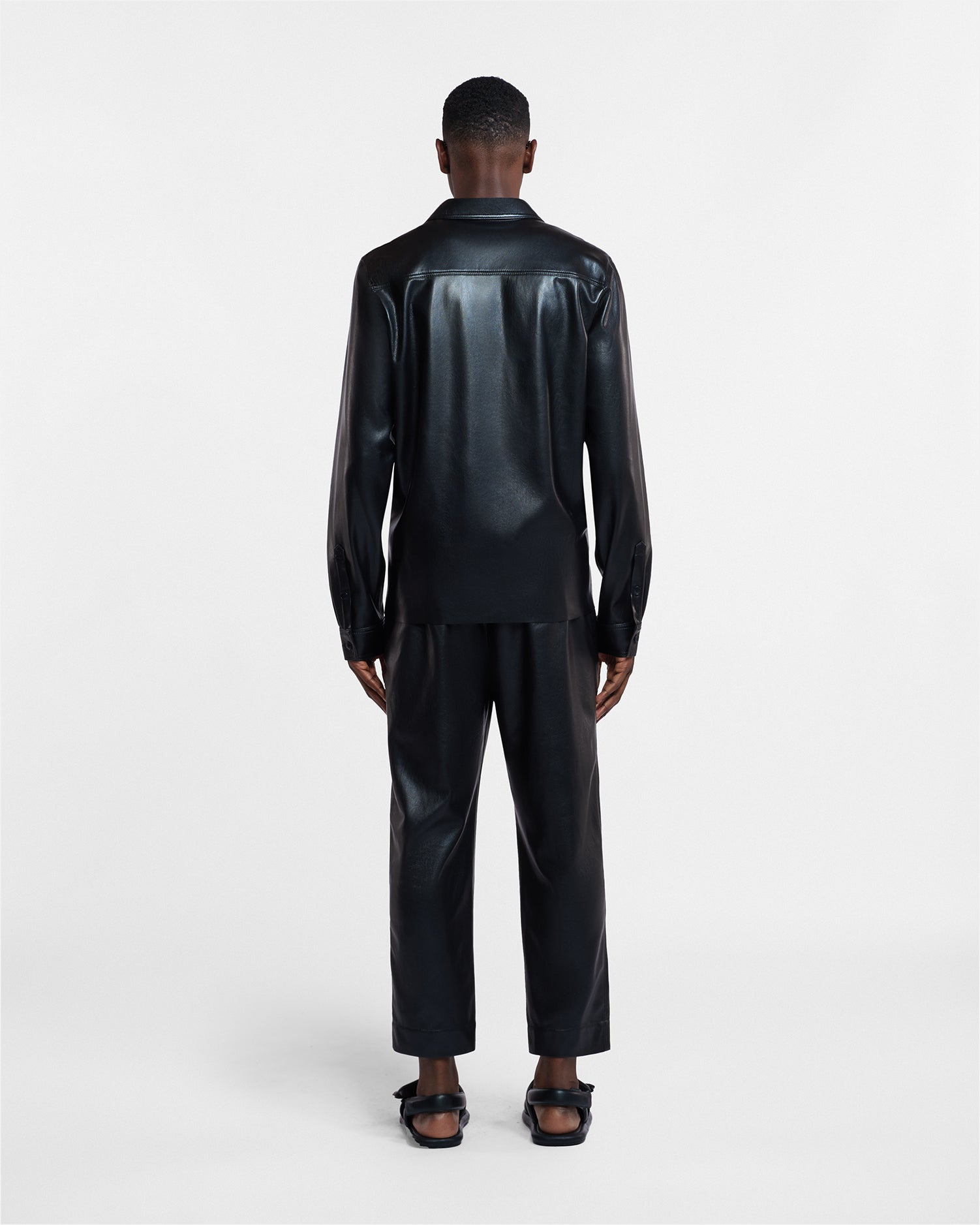 Nanushka Duco - Okobor™ Alt-Leather Long Sleeve Shirt - Black