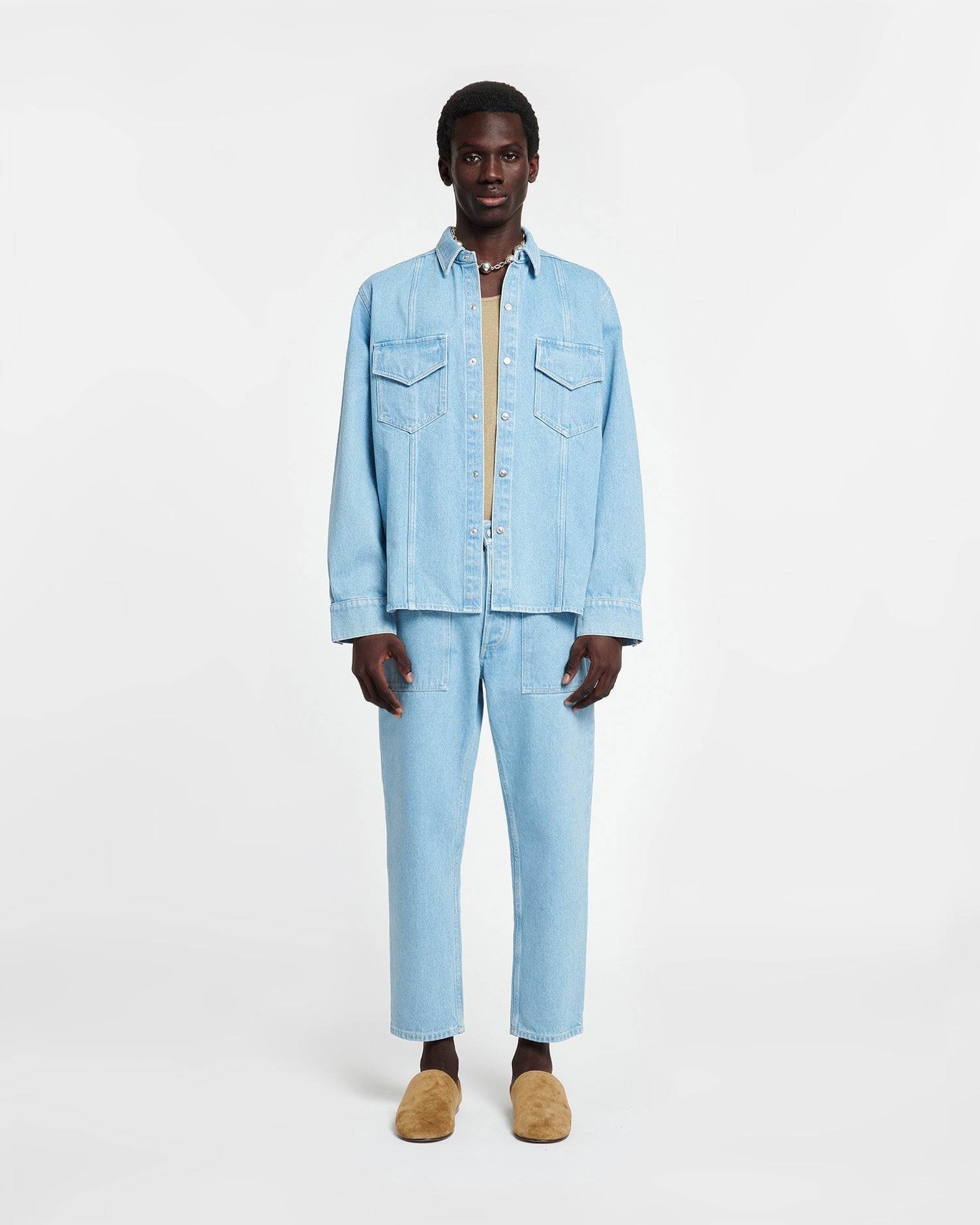 Nanushka Tristo - Patch Pocket Denim Overshirt - Eco Light Wash