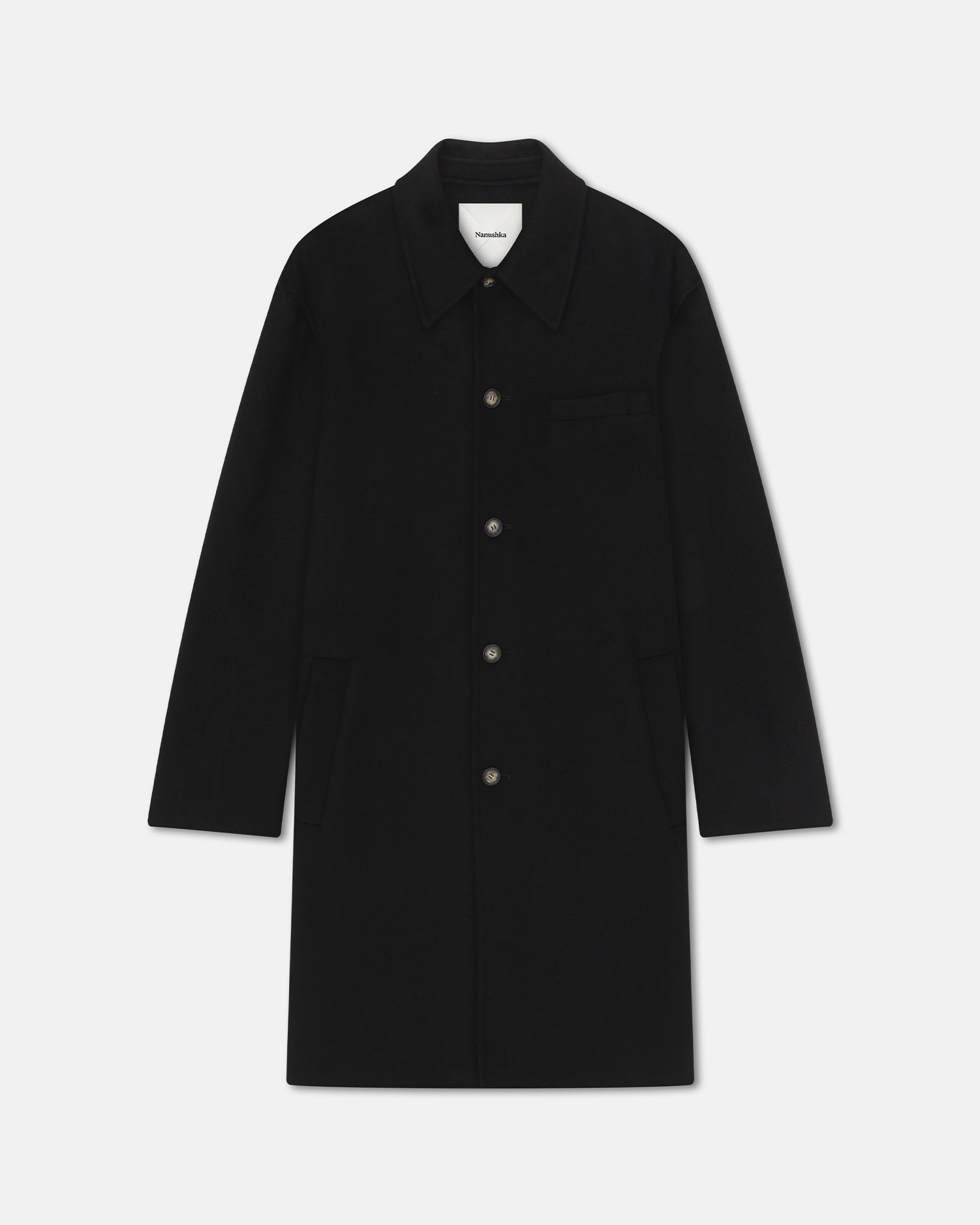 Nanushka Janno - Double Wool Silk Coat - Black