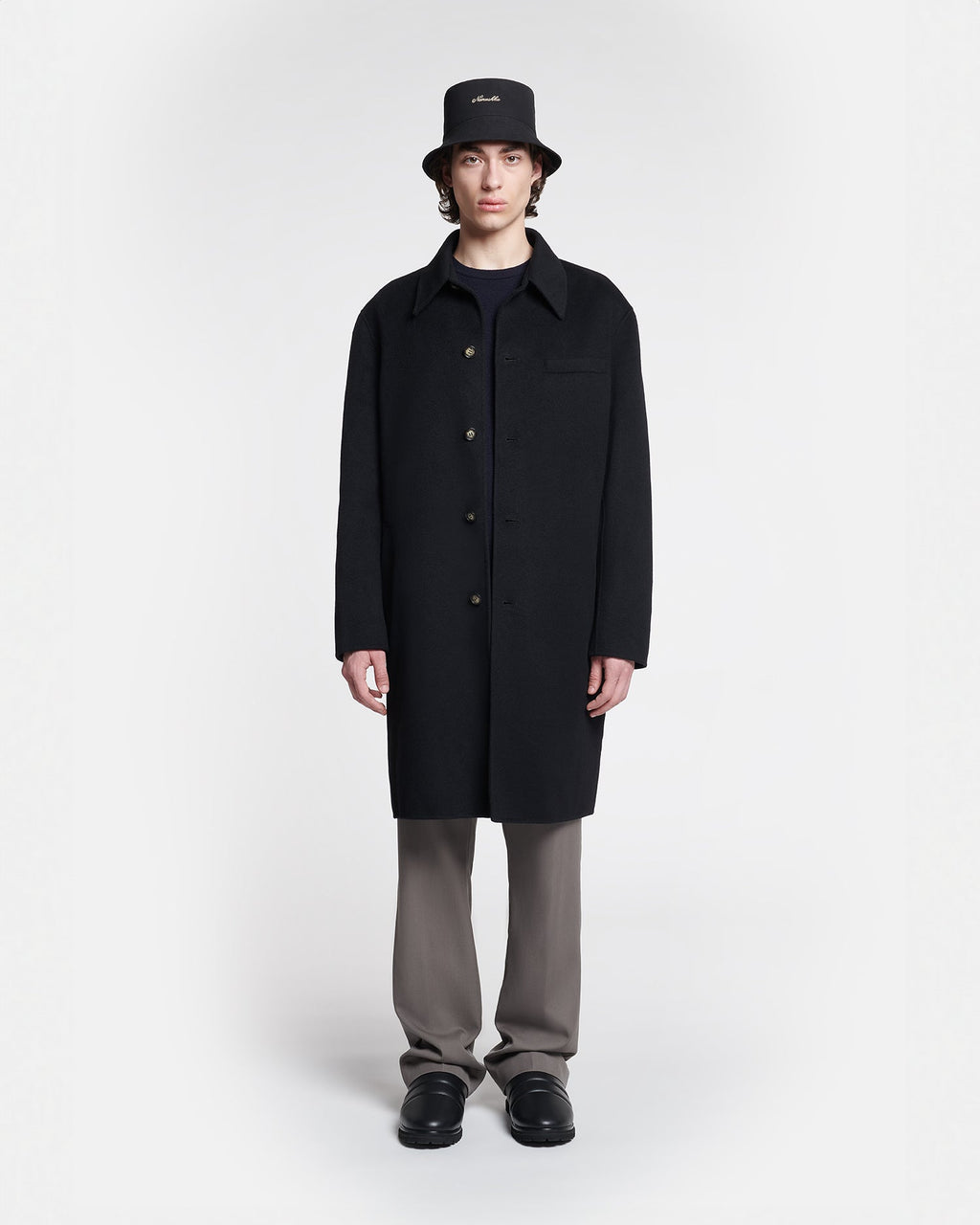 Nanushka Janno - Double Wool Silk Coat - Black