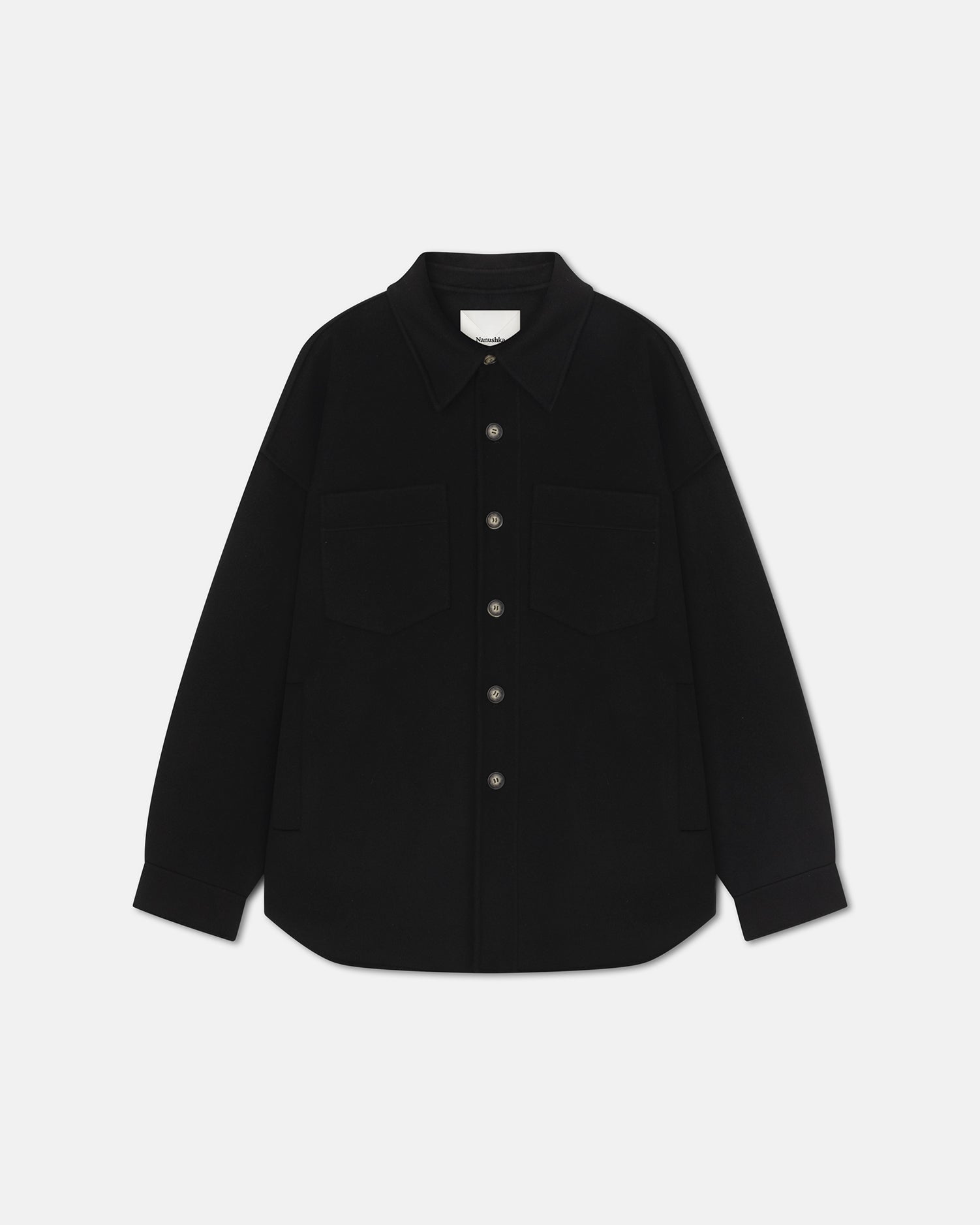 Nanushka Martin - Double Wool And Silk Blend Overshirt - Black