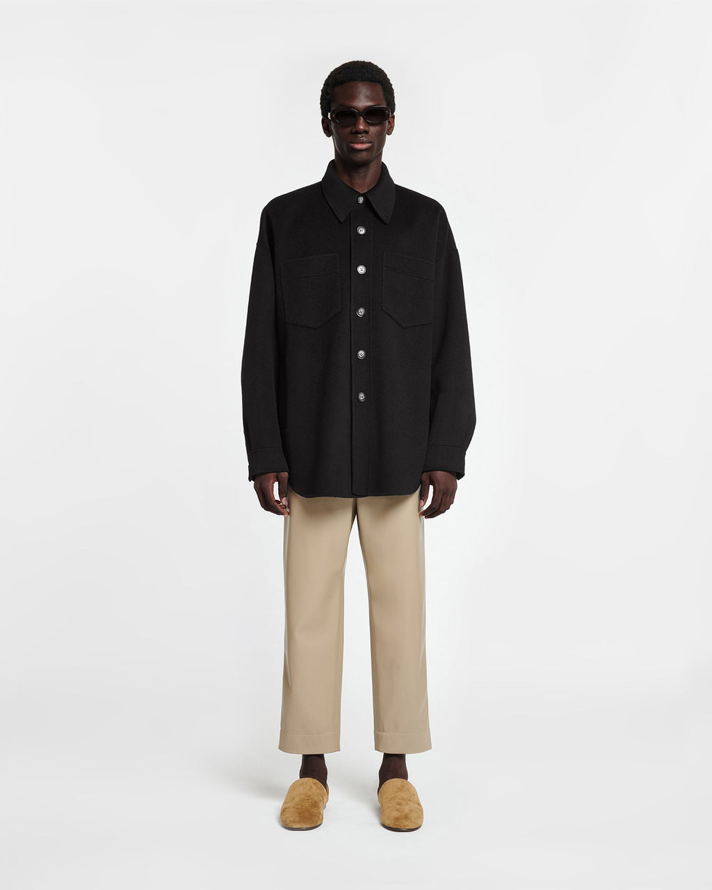 Nanushka Martin - Double Wool And Silk Blend Overshirt - Black