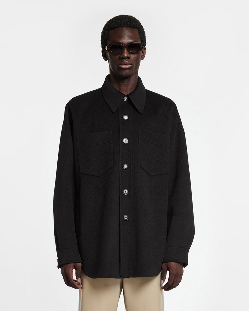 Nanushka Martin - Double Wool And Silk Blend Overshirt - Black