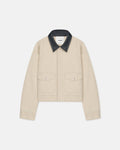 Nanushka Nowell - Leather-Trimmed Denim Jacket - Beige/Black