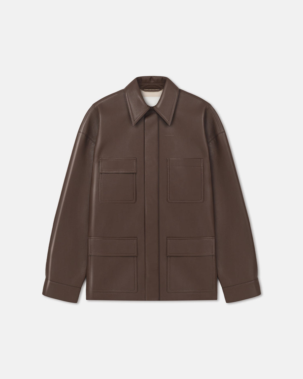 Nanushka Chasin - Regenerated Leather Shirt Jacket - Chocolate