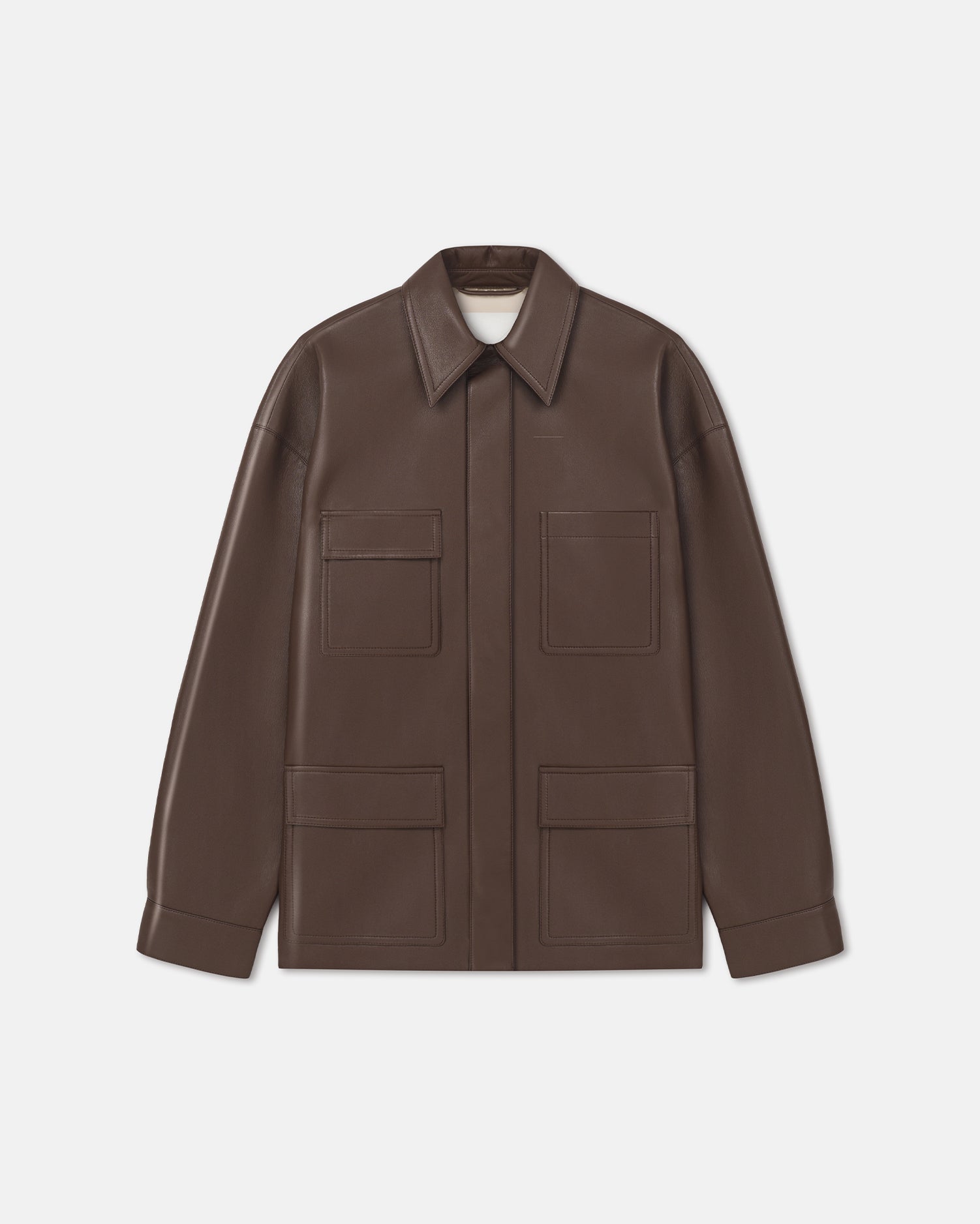 Nanushka Chasin - Regenerated Leather Shirt Jacket - Chocolate