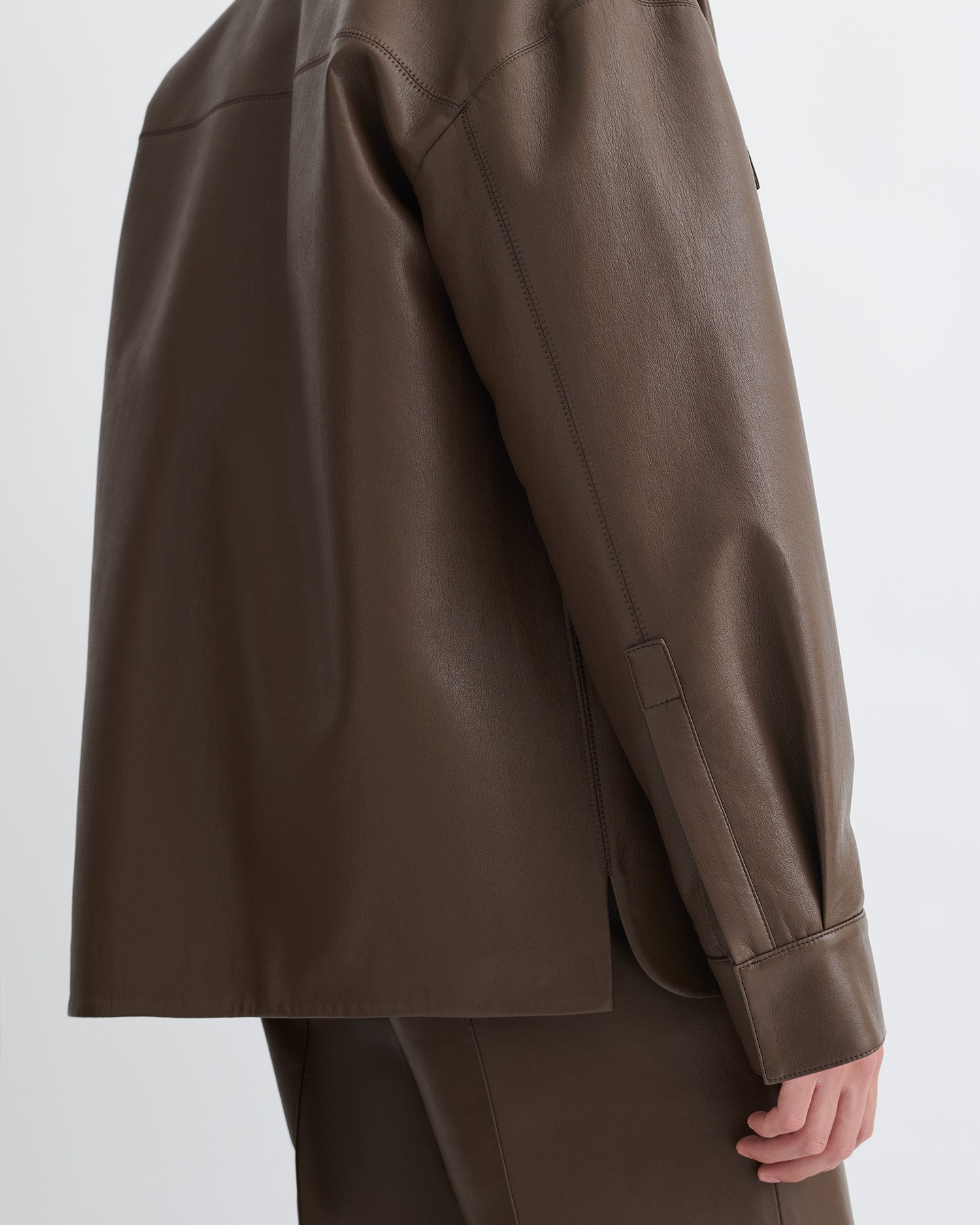 Nanushka Chasin - Regenerated Leather Shirt Jacket - Chocolate