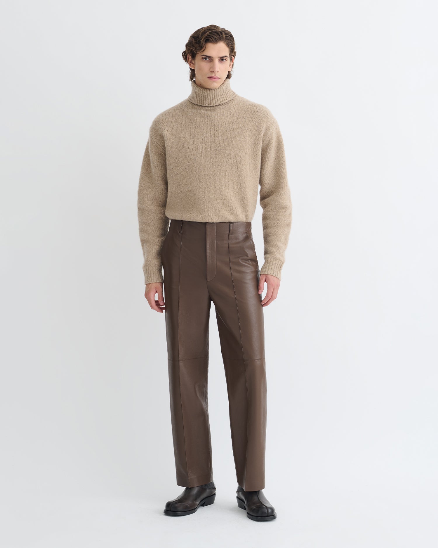 Nanushka Stellan - Regenerated Leather Straight-Leg Pants - Chocolate