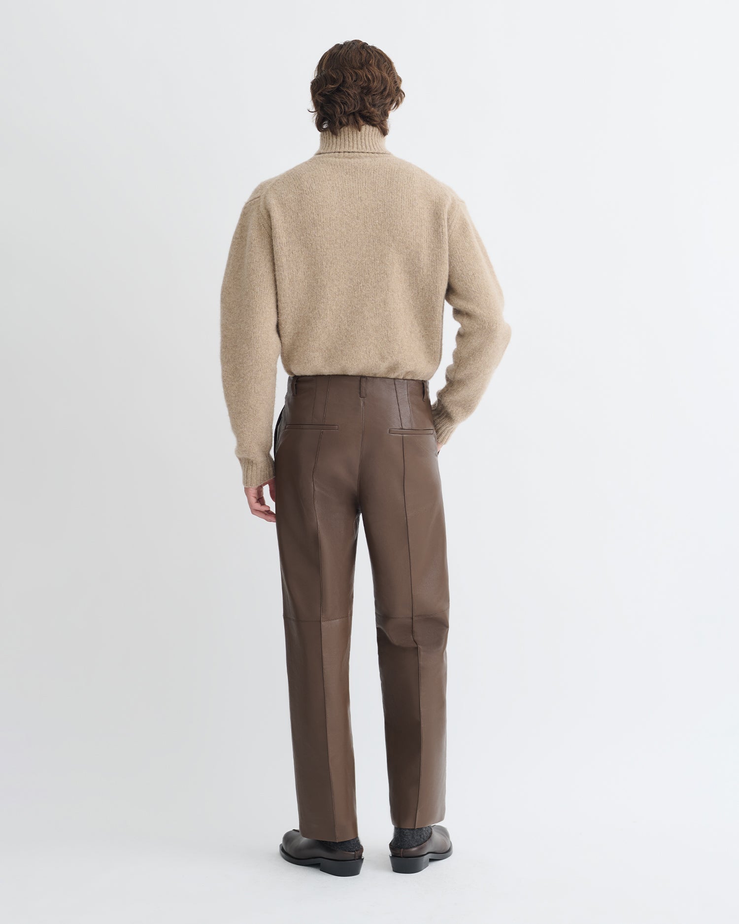 Nanushka Stellan - Regenerated Leather Straight-Leg Pants - Chocolate