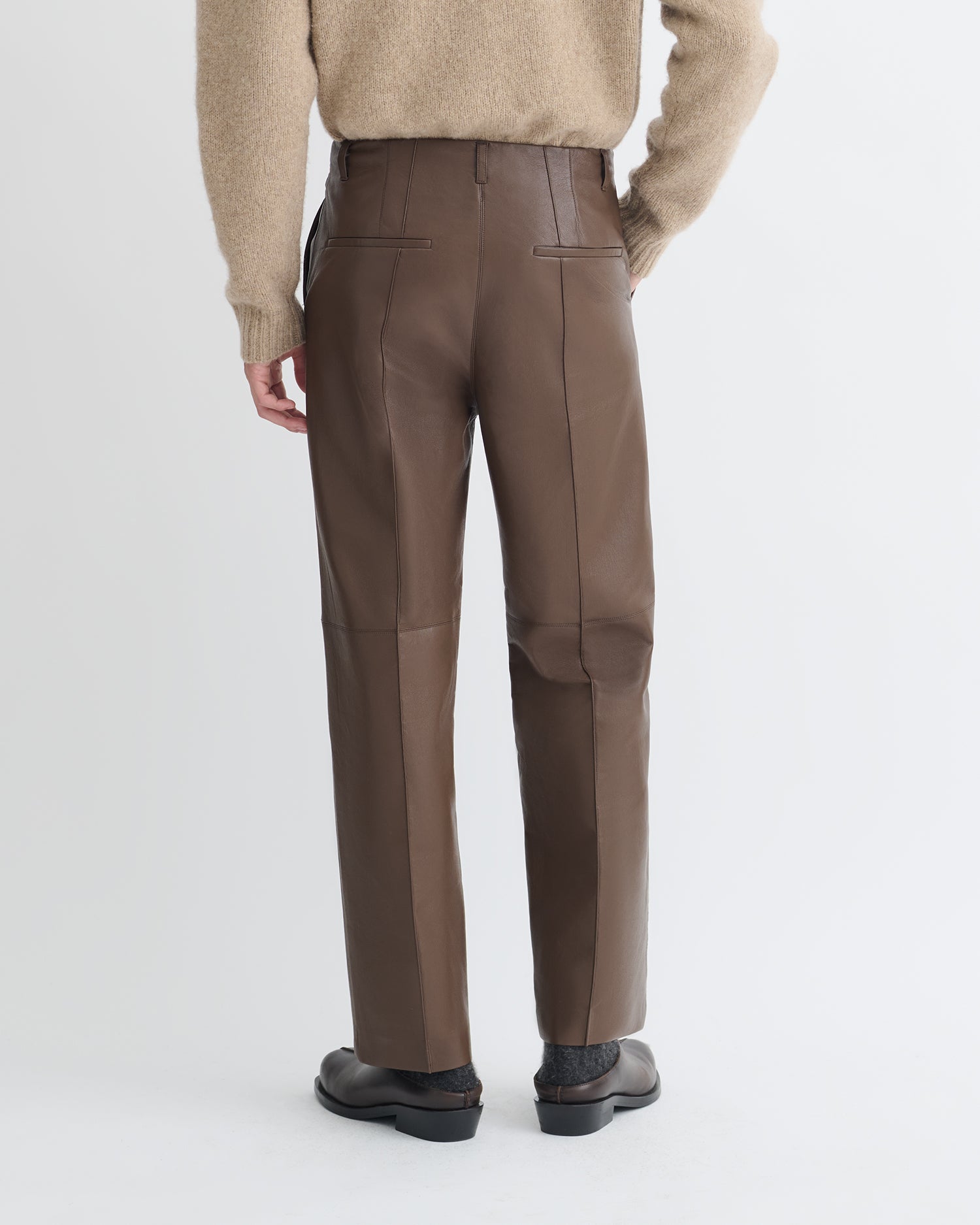 Nanushka Stellan - Regenerated Leather Straight-Leg Pants - Chocolate