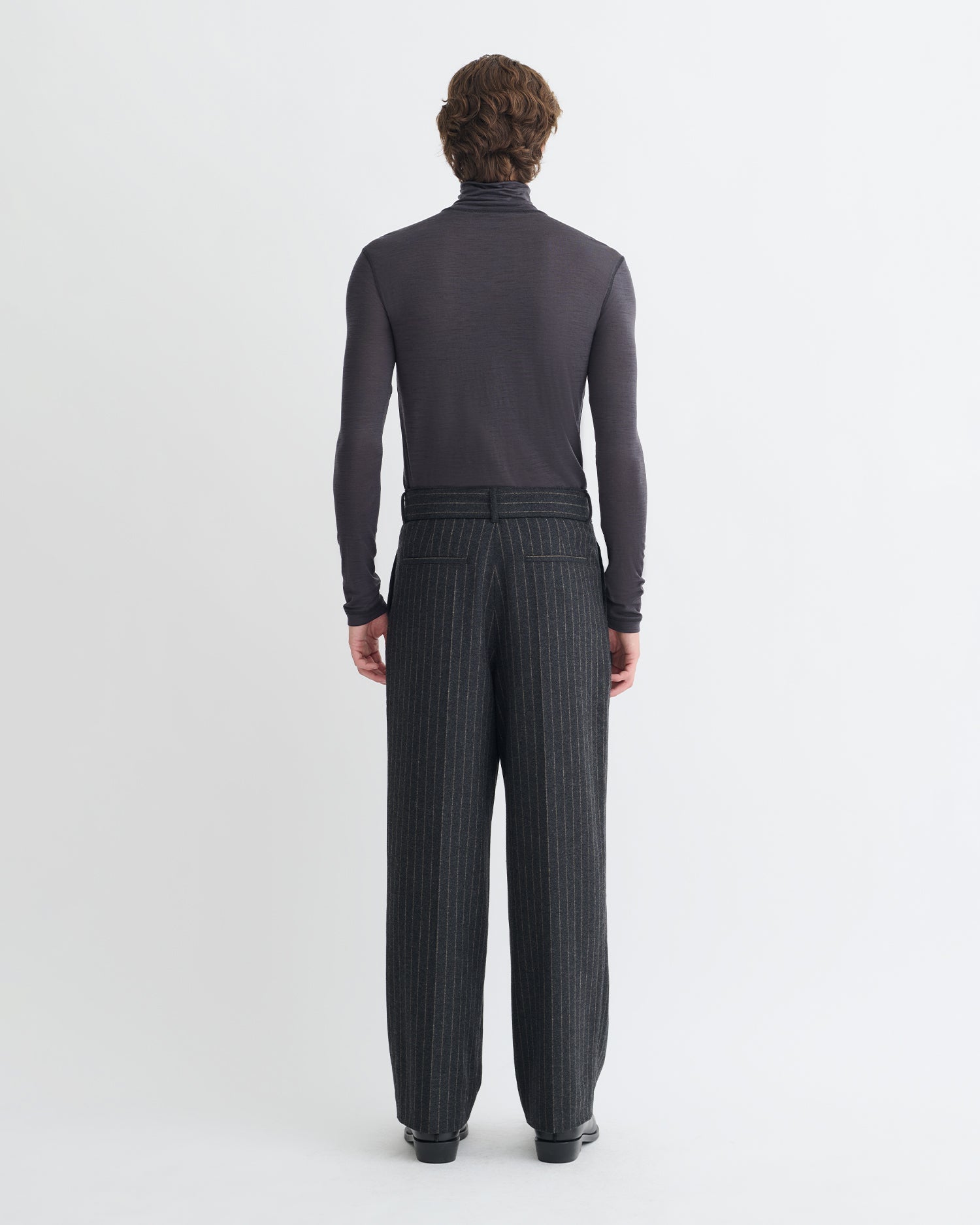 Nanushka Tenoch - Melange Wool Jersey Turtleneck Top - Grey Melange