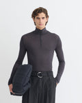 Nanushka Tenoch - Melange Wool Jersey Turtleneck Top - Grey Melange