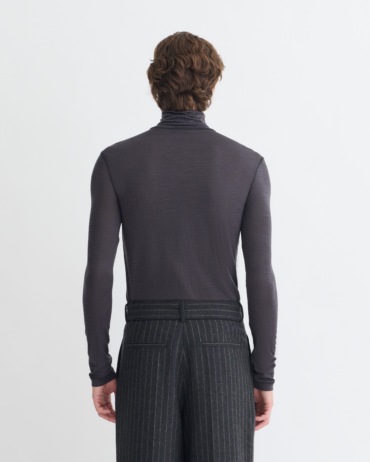 Nanushka Tenoch - Melange Wool Jersey Turtleneck Top - Grey Melange