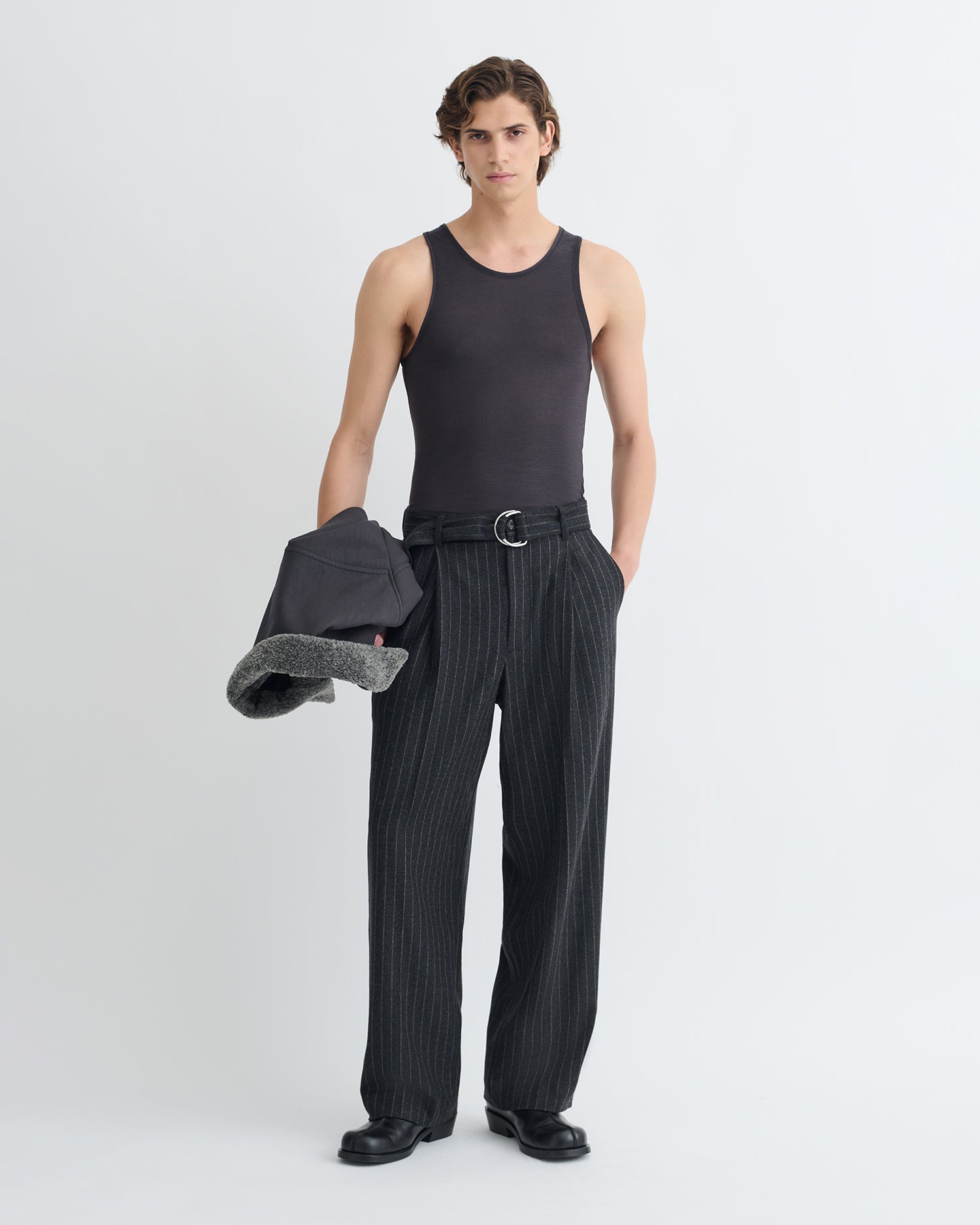 Nanushka Jahi - Melange Wool Jersey Tank Top - Grey Melange
