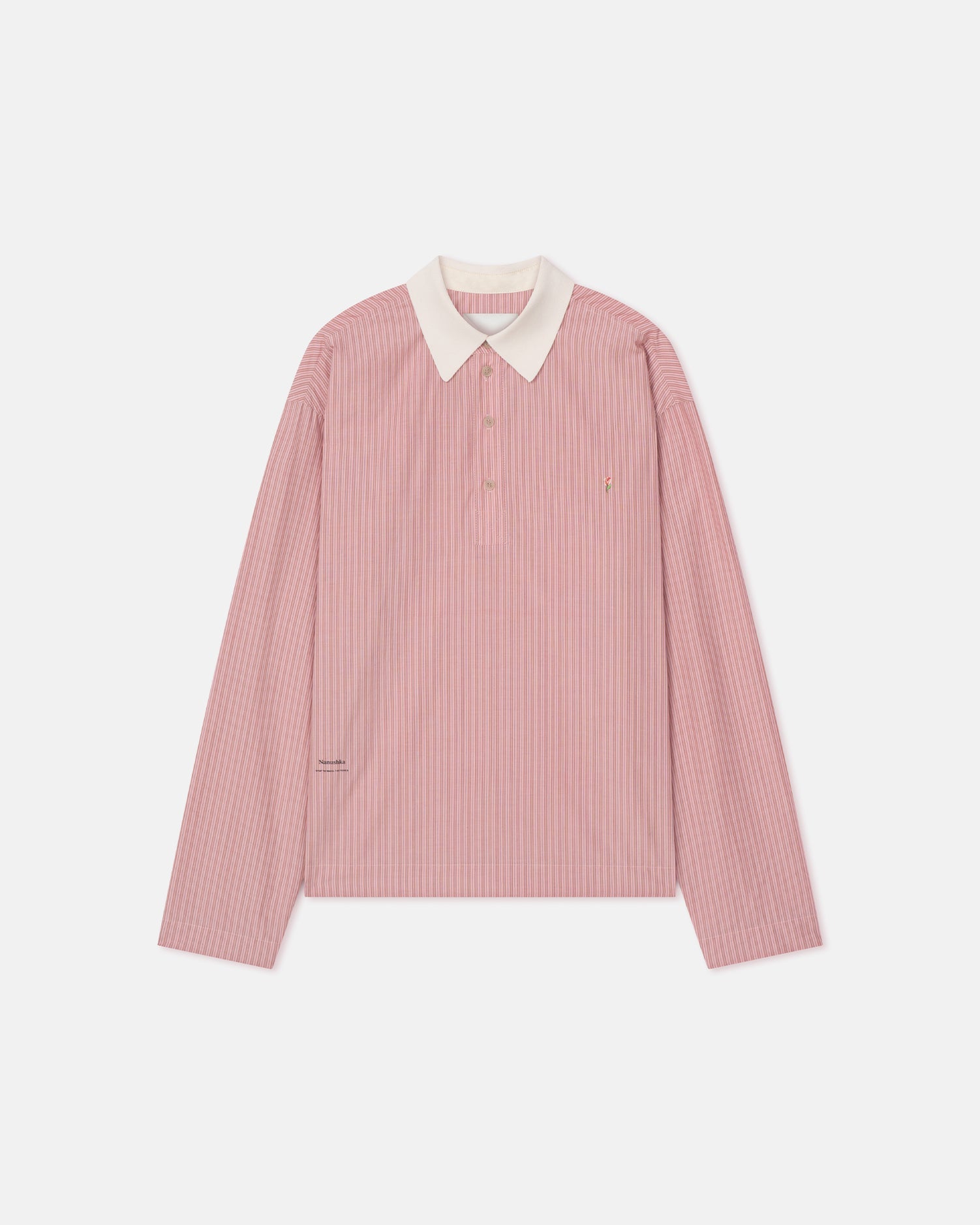 Nanushka Taron - Striped Polo Neck Top - Pink