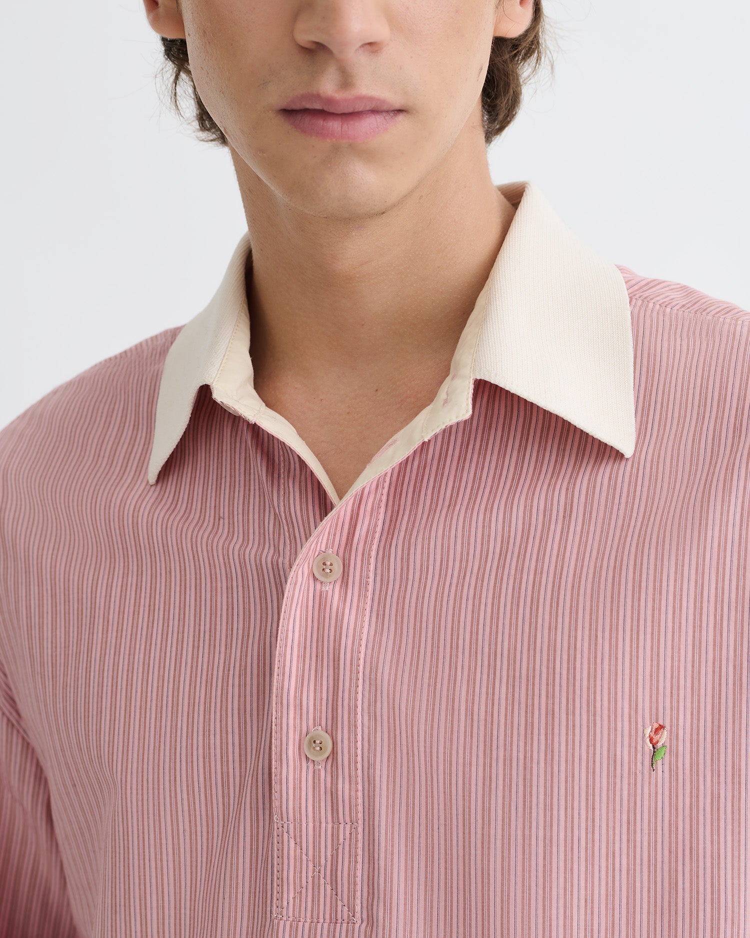 Nanushka Taron - Striped Polo Neck Top - Pink