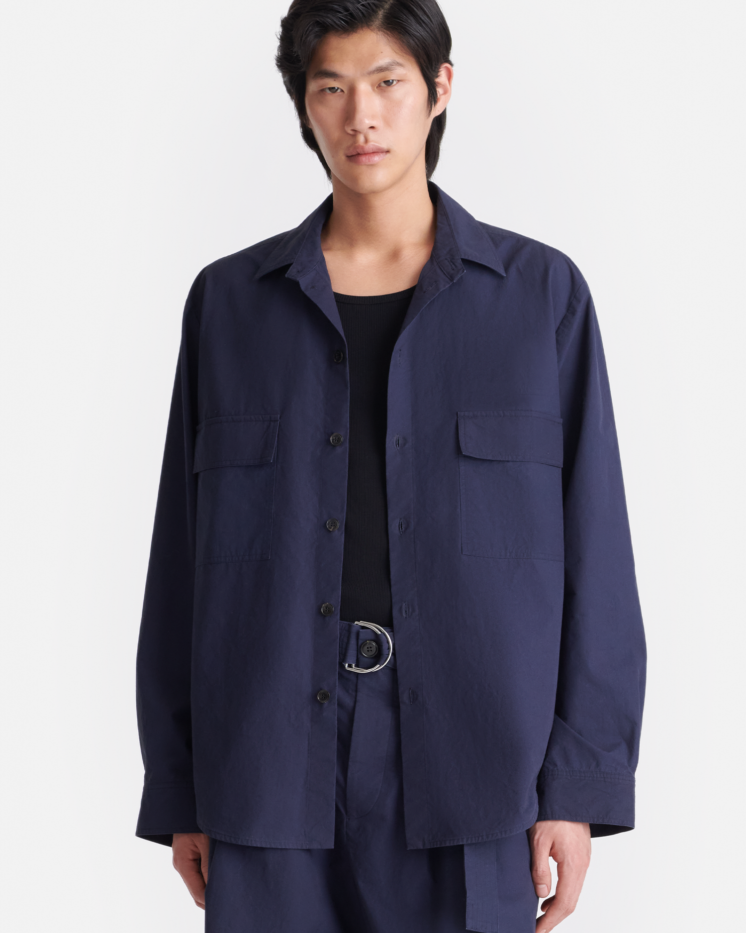 Nanushka Jari - Long-Sleeve Shirt - Navy