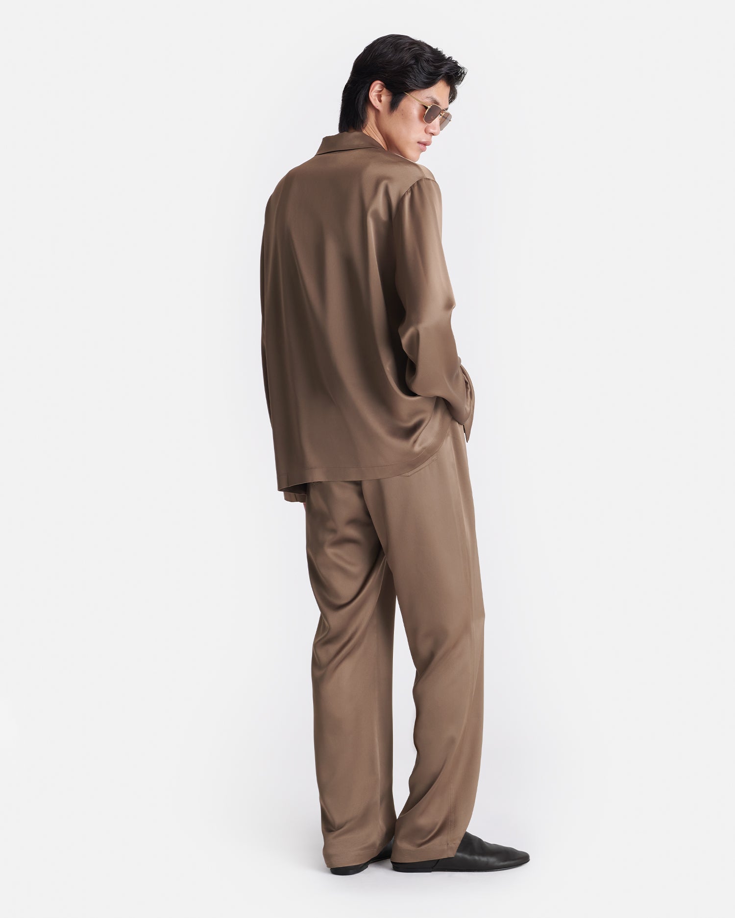 Nanushka Jelmer - Slip Satin Shirt - Coffee Bean