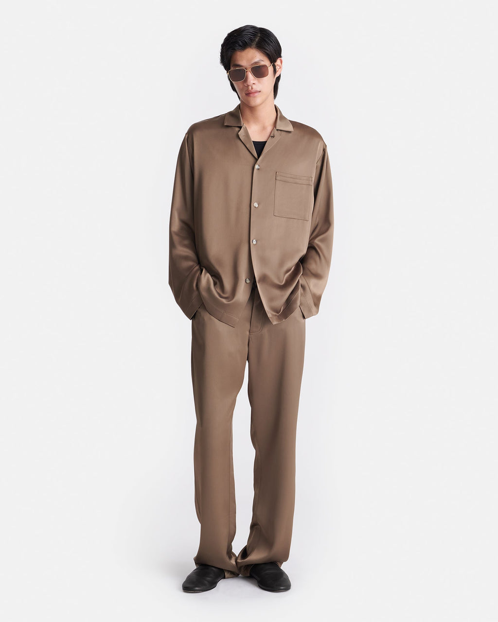 Nanushka Jelmer - Slip Satin Shirt - Coffee Bean