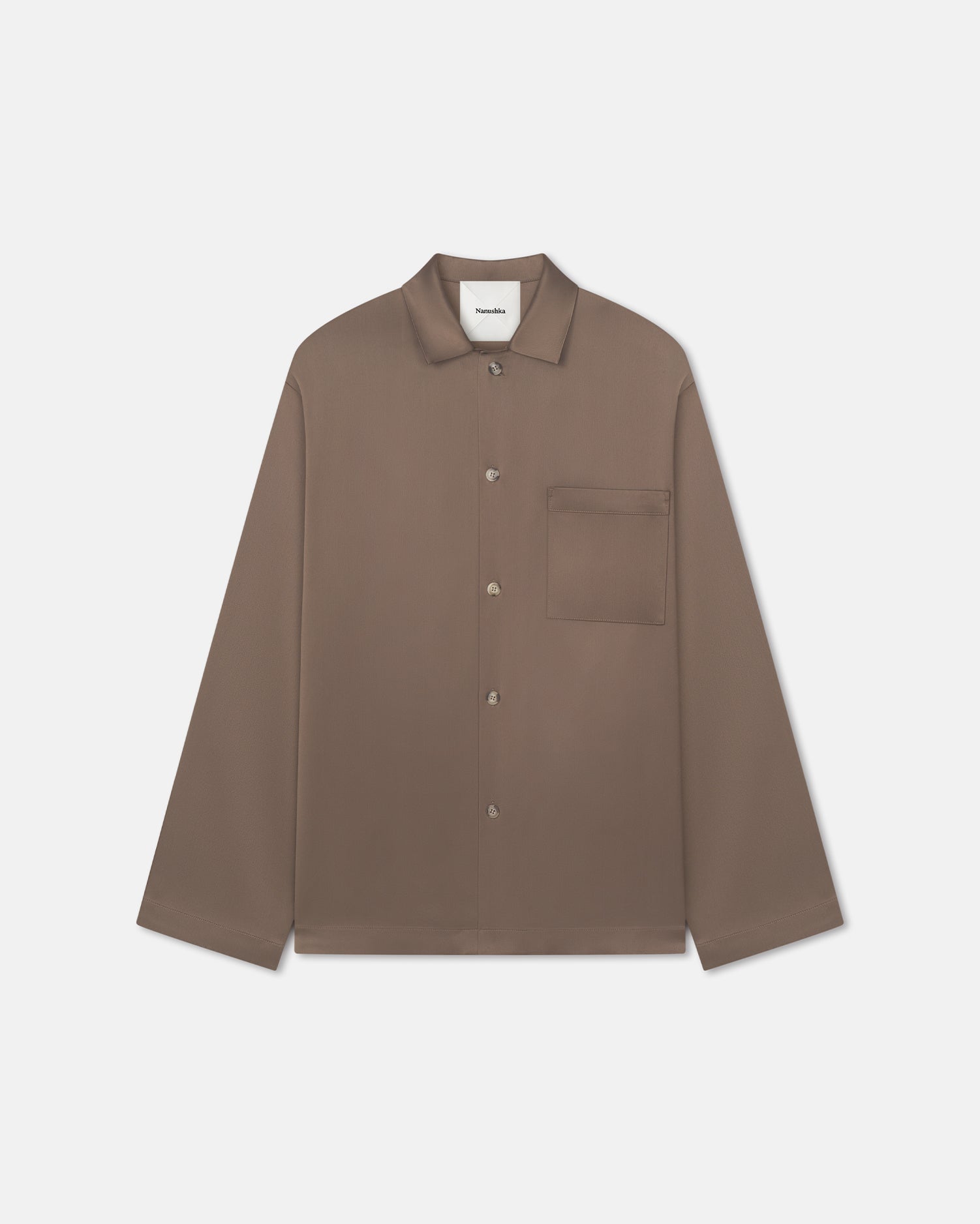 Nanushka Jelmer - Slip Satin Shirt - Coffee Bean