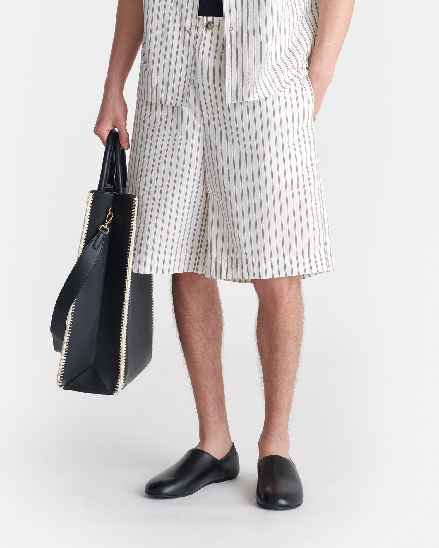 Nanushka Felix - Striped Bermuda Shorts - Creme