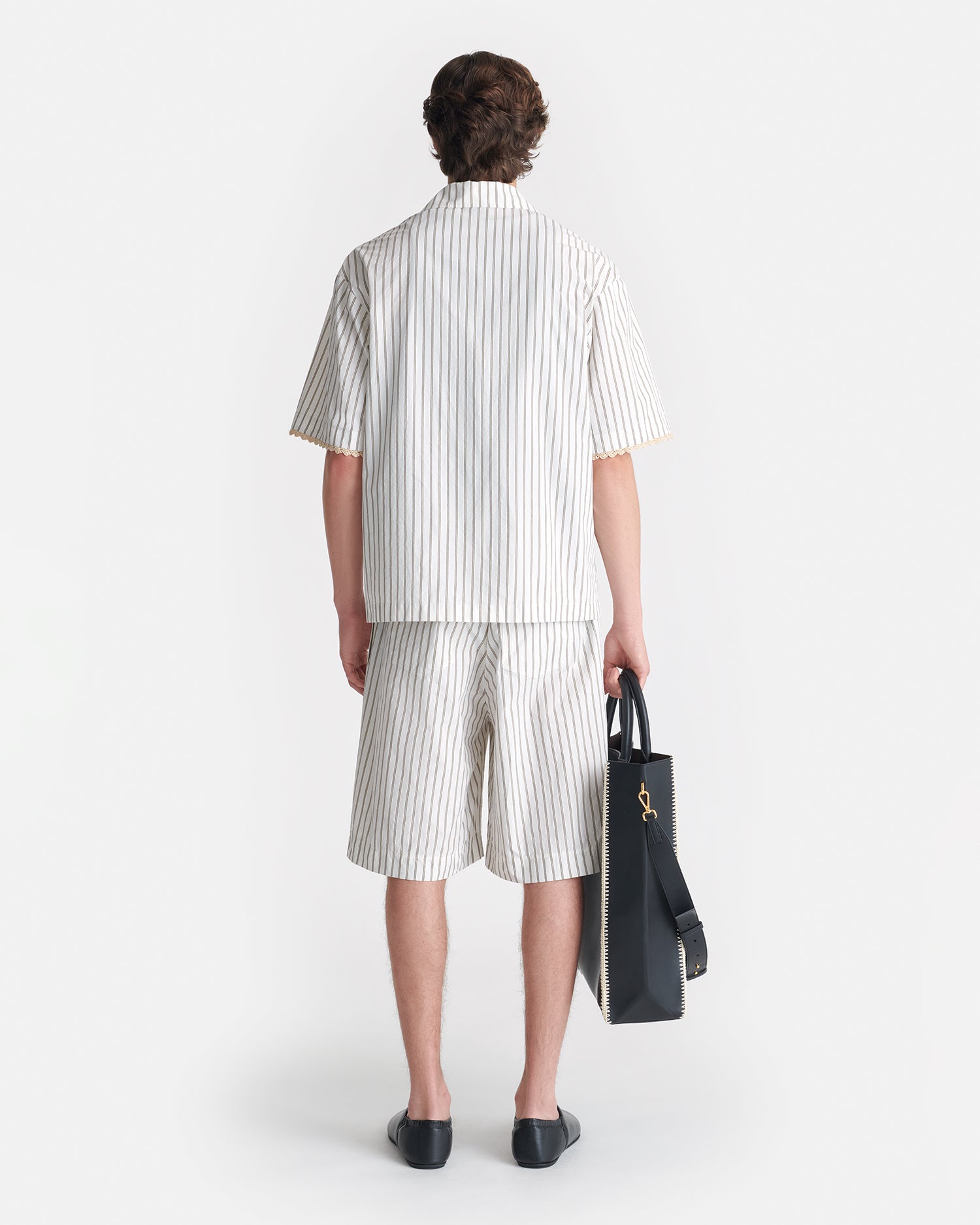 Nanushka Maxton - Striped Crochet Shirt - Creme