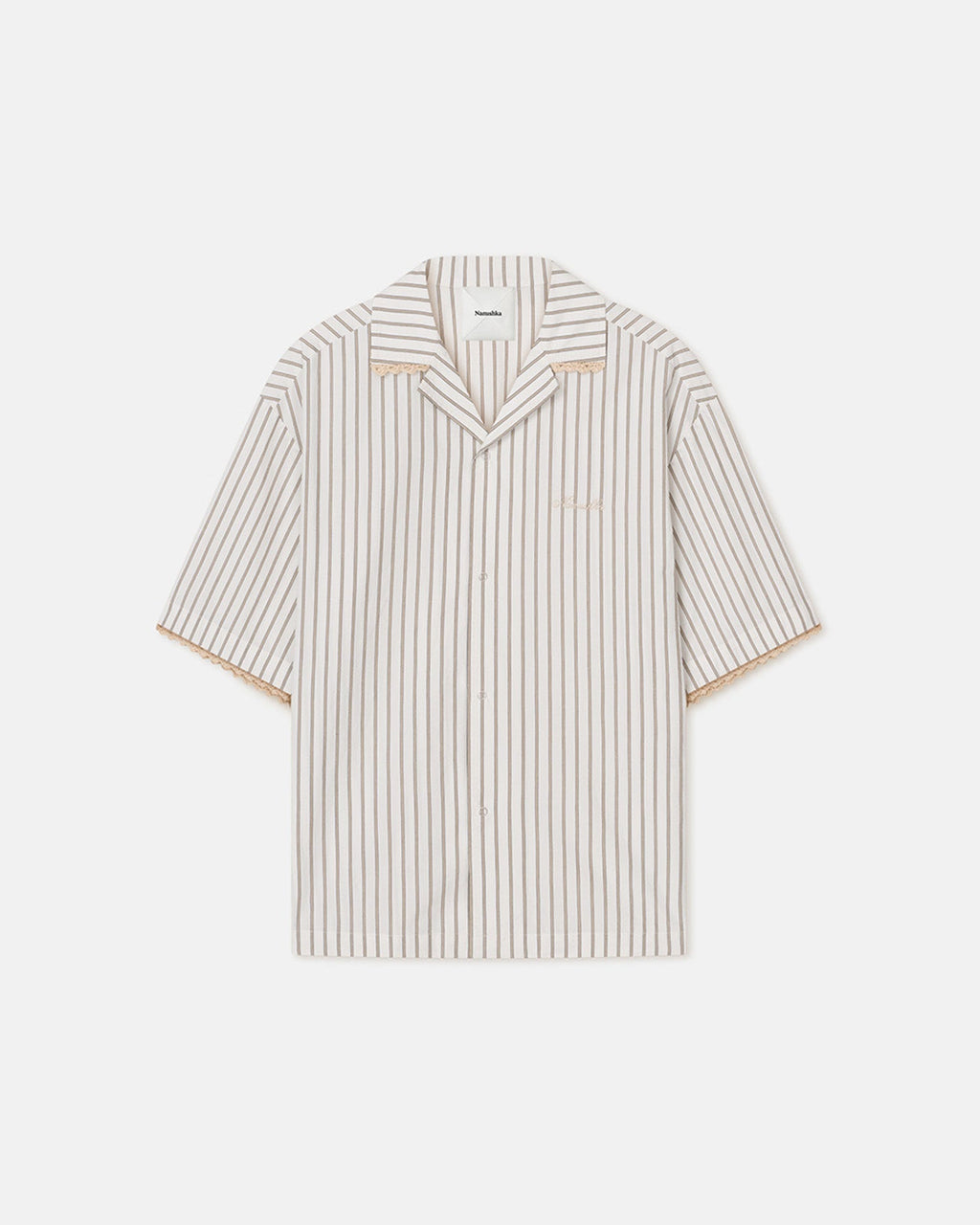 Nanushka Maxton - Striped Crochet Shirt - Creme
