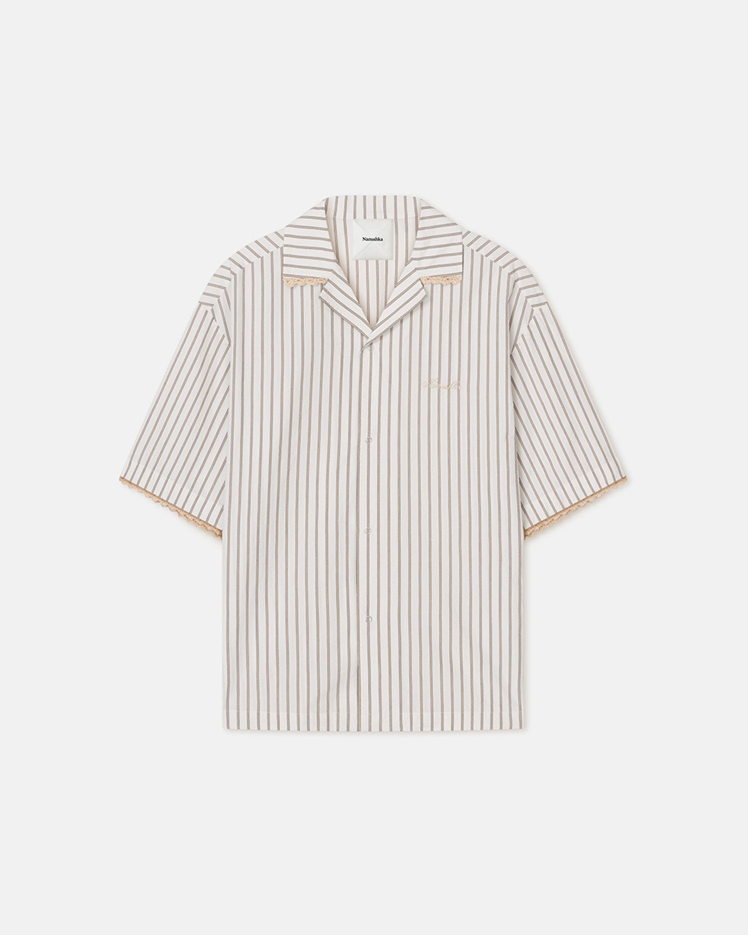 Nanushka Maxton - Striped Crochet Shirt - Creme