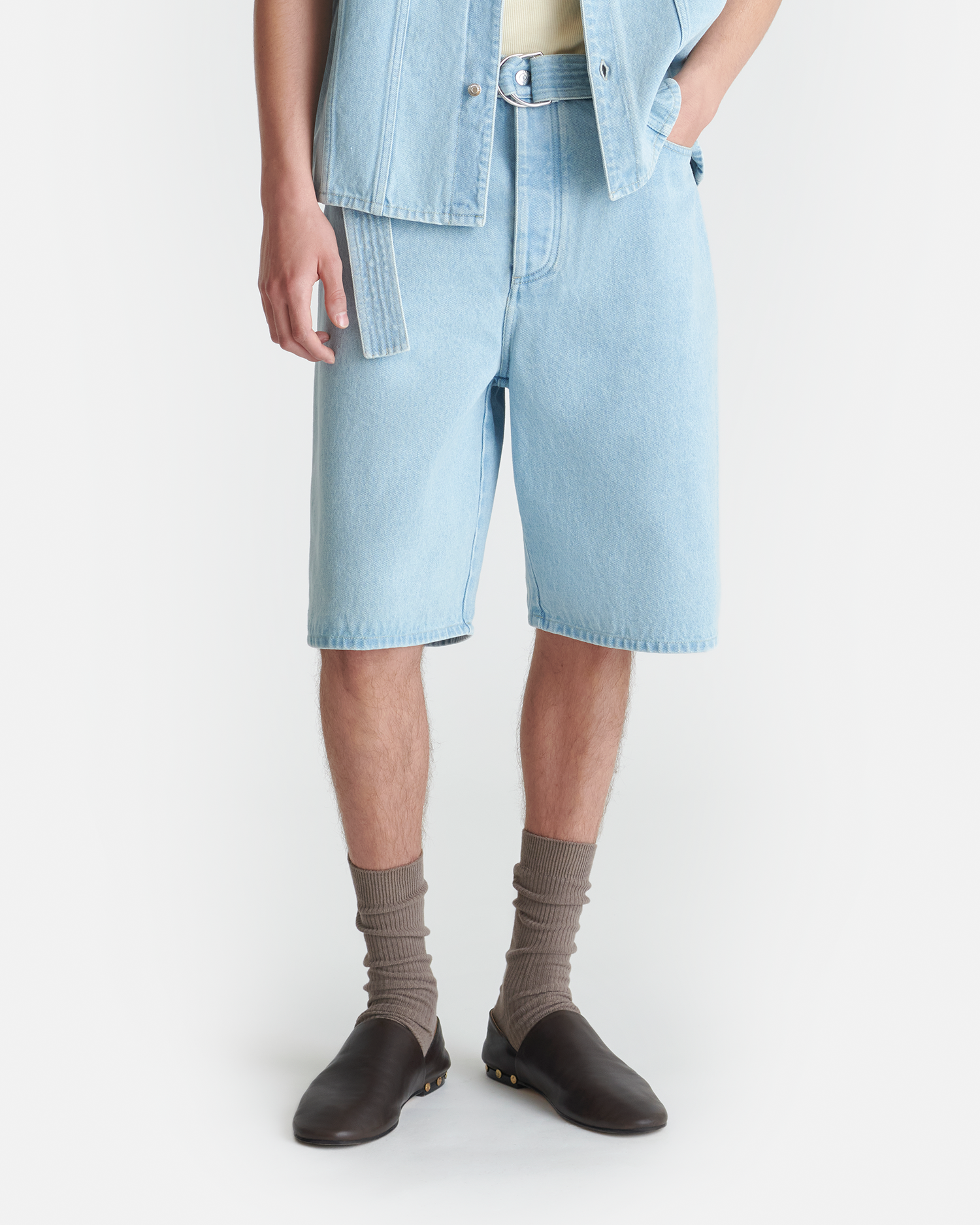 Nanushka Mydal - Belted Denim Bermuda Shorts - Eco Bleach