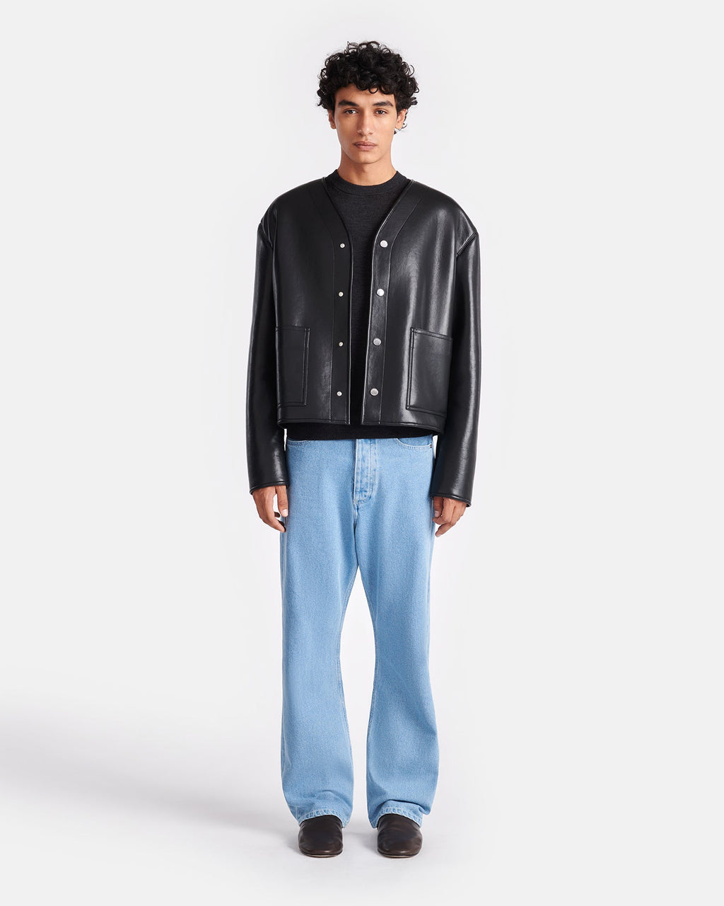 Nanushka Vico - Bonded Shearling Jacket - Black Brown