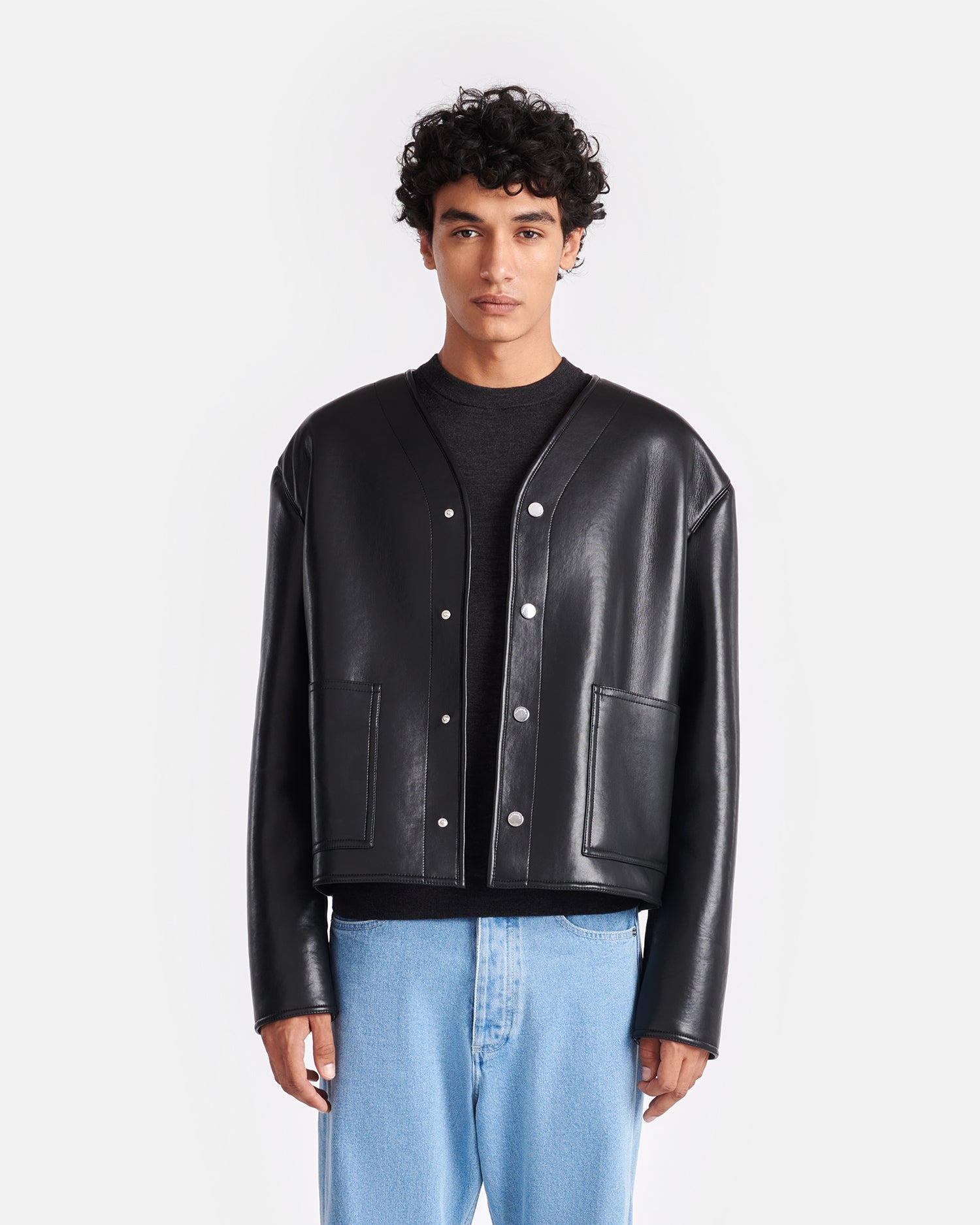 Nanushka Vico - Bonded Shearling Jacket - Black Brown