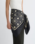 Nanushka Miani - Printed Silk Scarf - Off Black/Beige Kopjafa