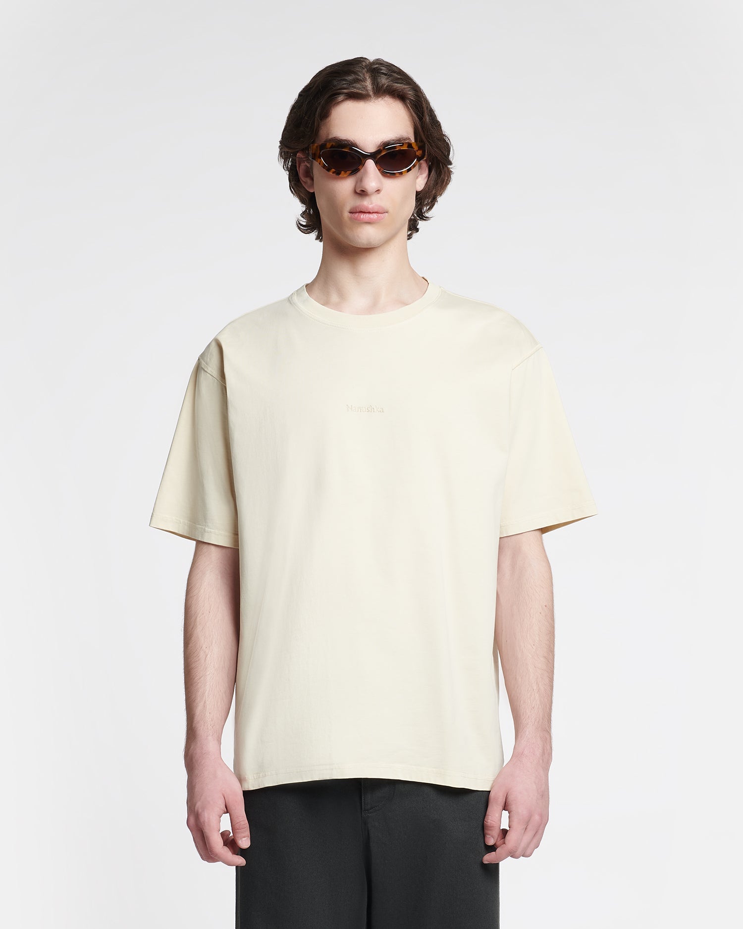 Nanushka Reece - Embroidered Cotton-Jersey T-Shirt - Shell