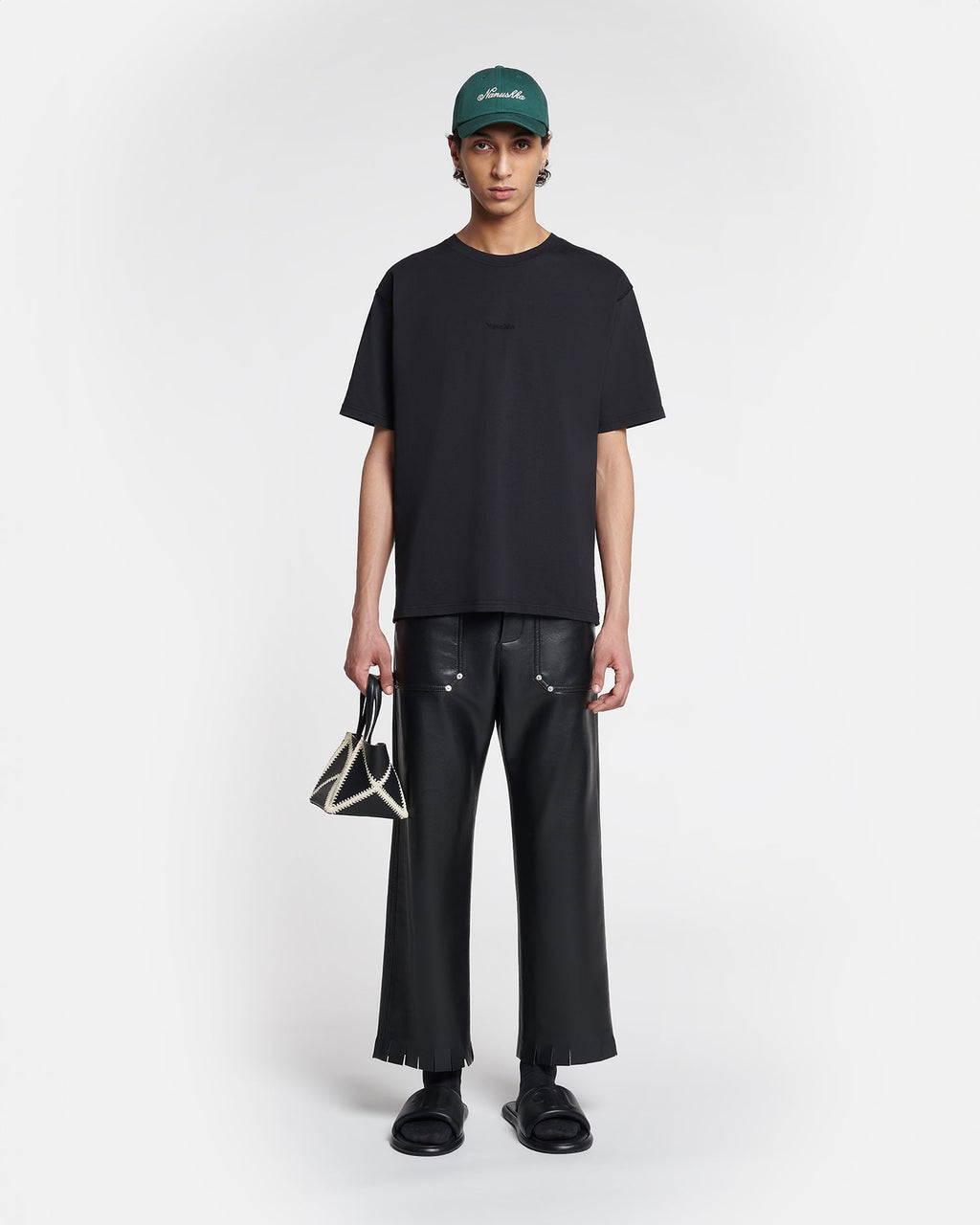 Nanushka Reece - Embroidered Cotton-Jersey T-Shirt - Black