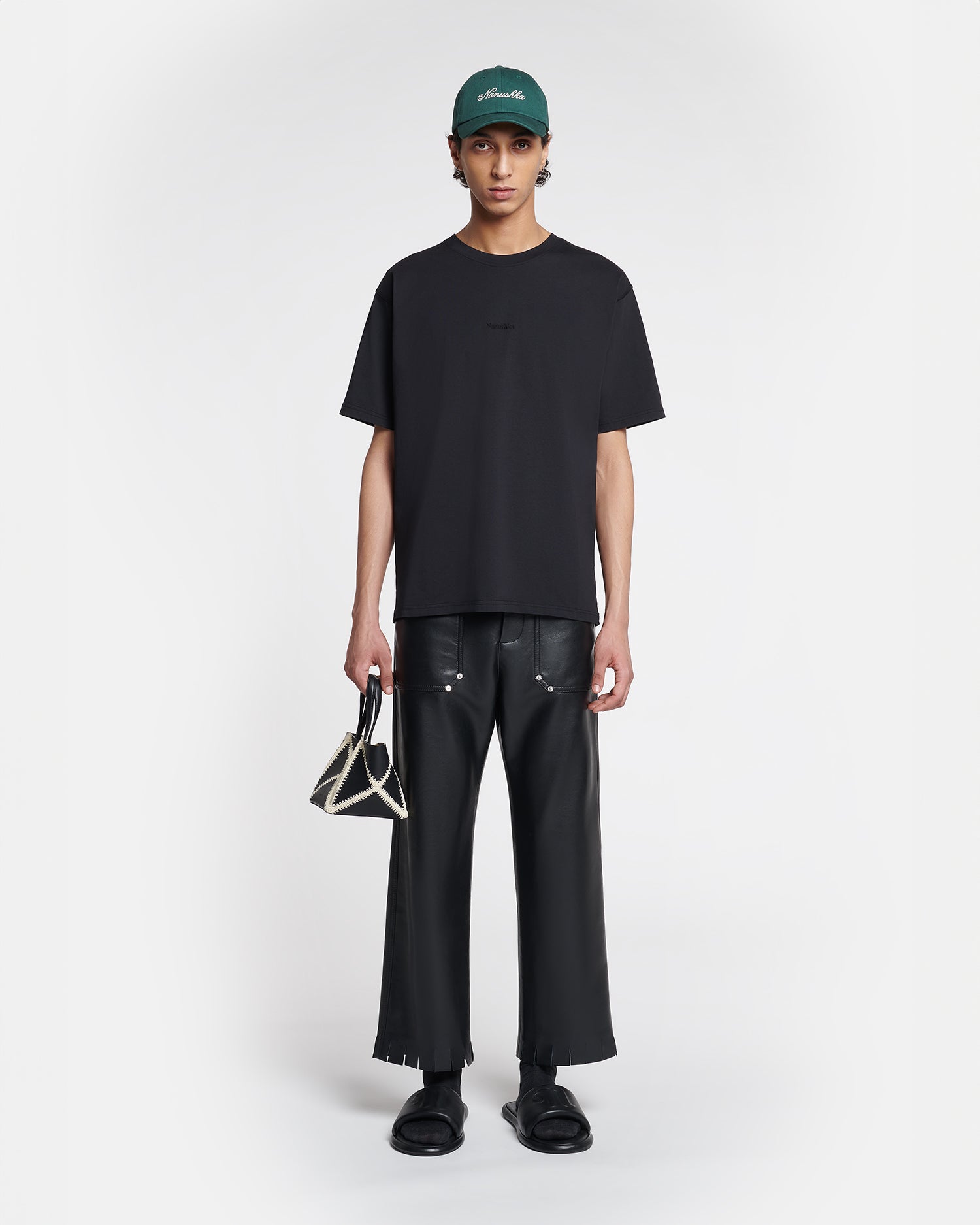 Nanushka Reece - Embroidered Cotton-Jersey T-Shirt - Black