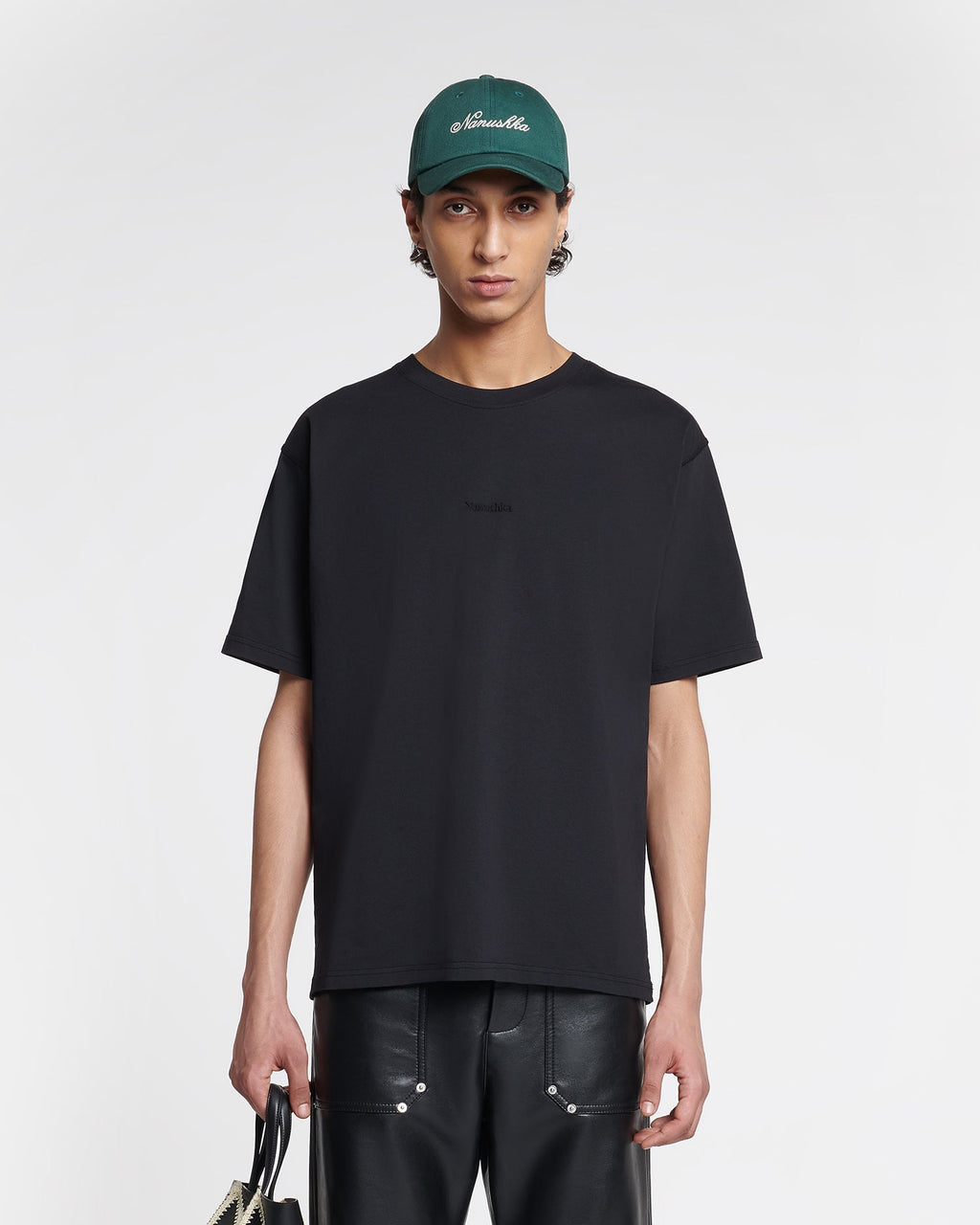 Nanushka Reece - Embroidered Cotton-Jersey T-Shirt - Black