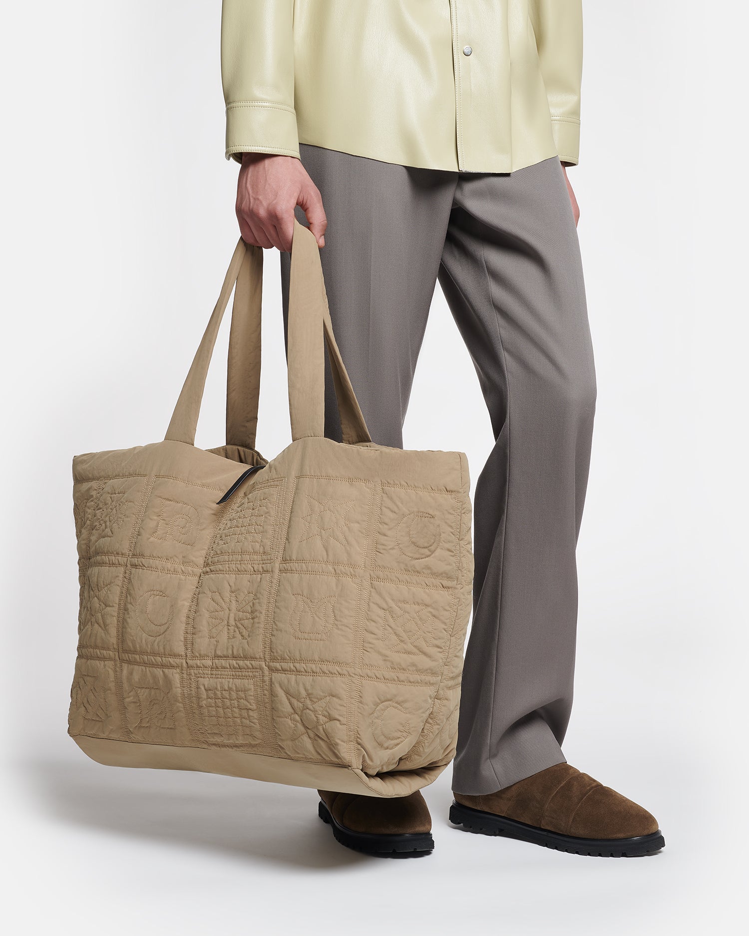 Nanushka Symbol - Quilted Tech-Poplin Tote - Muted Khaki