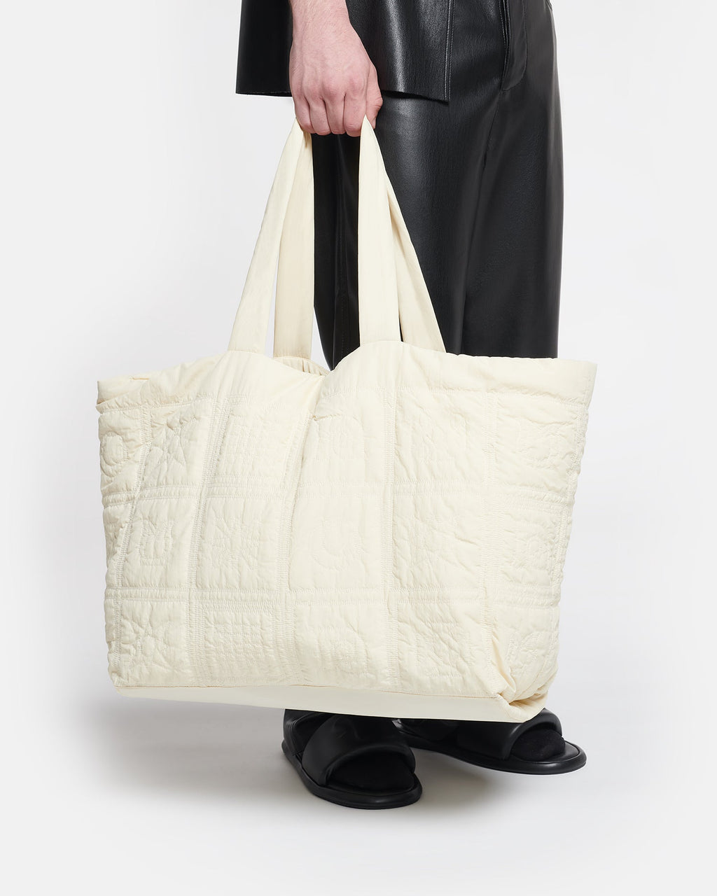 Nanushka Symbol - Quilted Tech-Poplin Tote - Creme