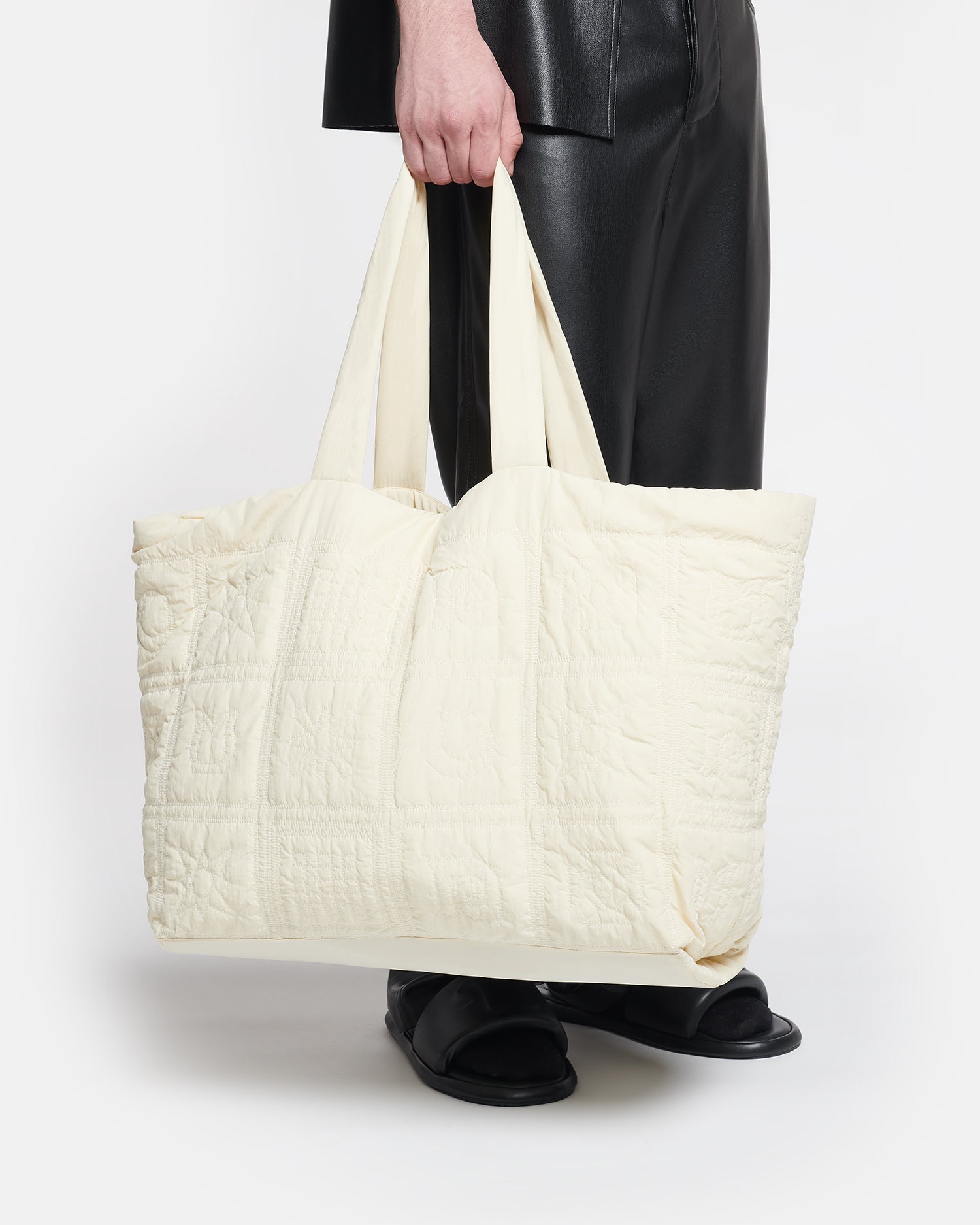 Nanushka Symbol - Quilted Tech-Poplin Tote - Creme